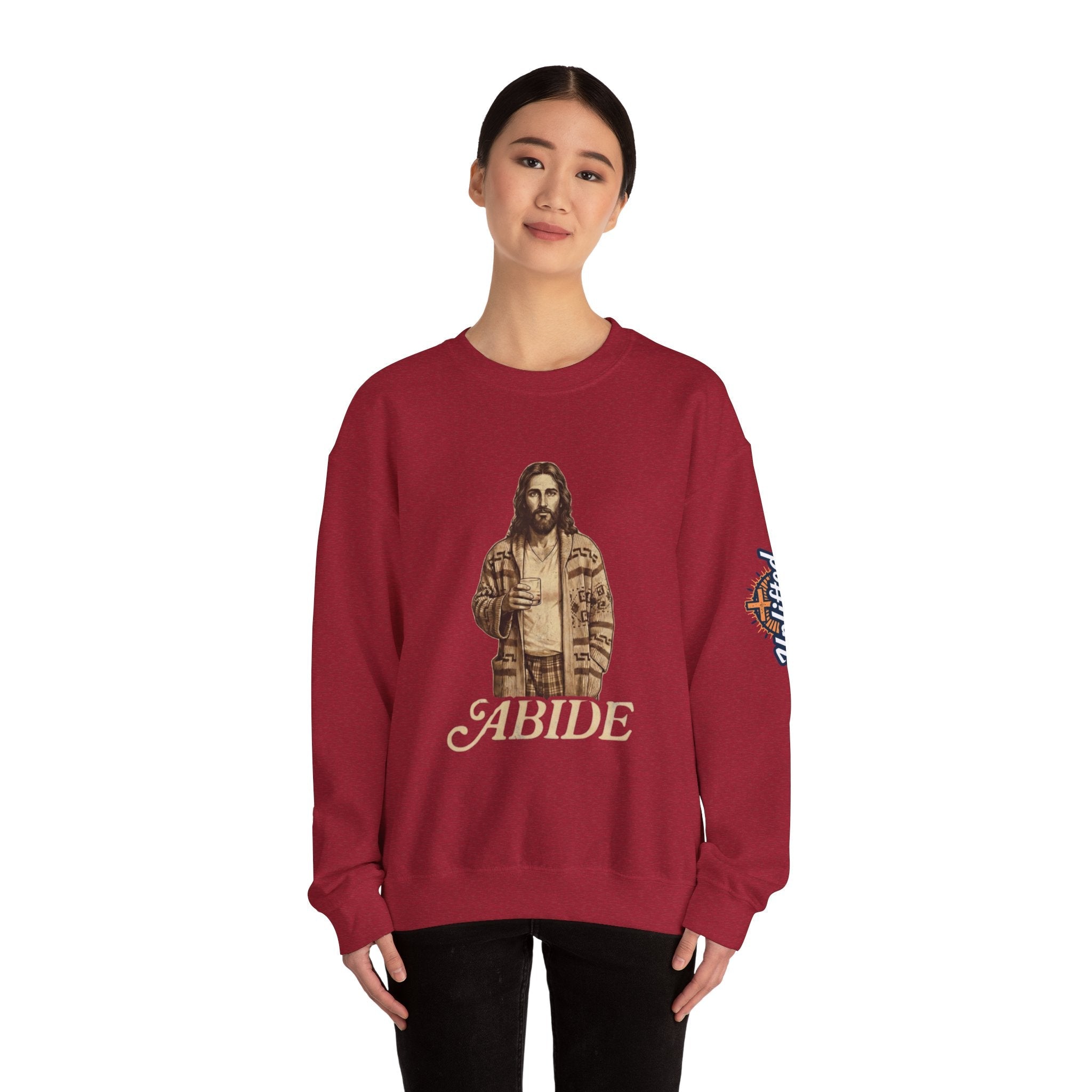 Abide Jesus Sweatshirt — Vintage 'The Dude' Religious Graphic Sweatshirt Printify