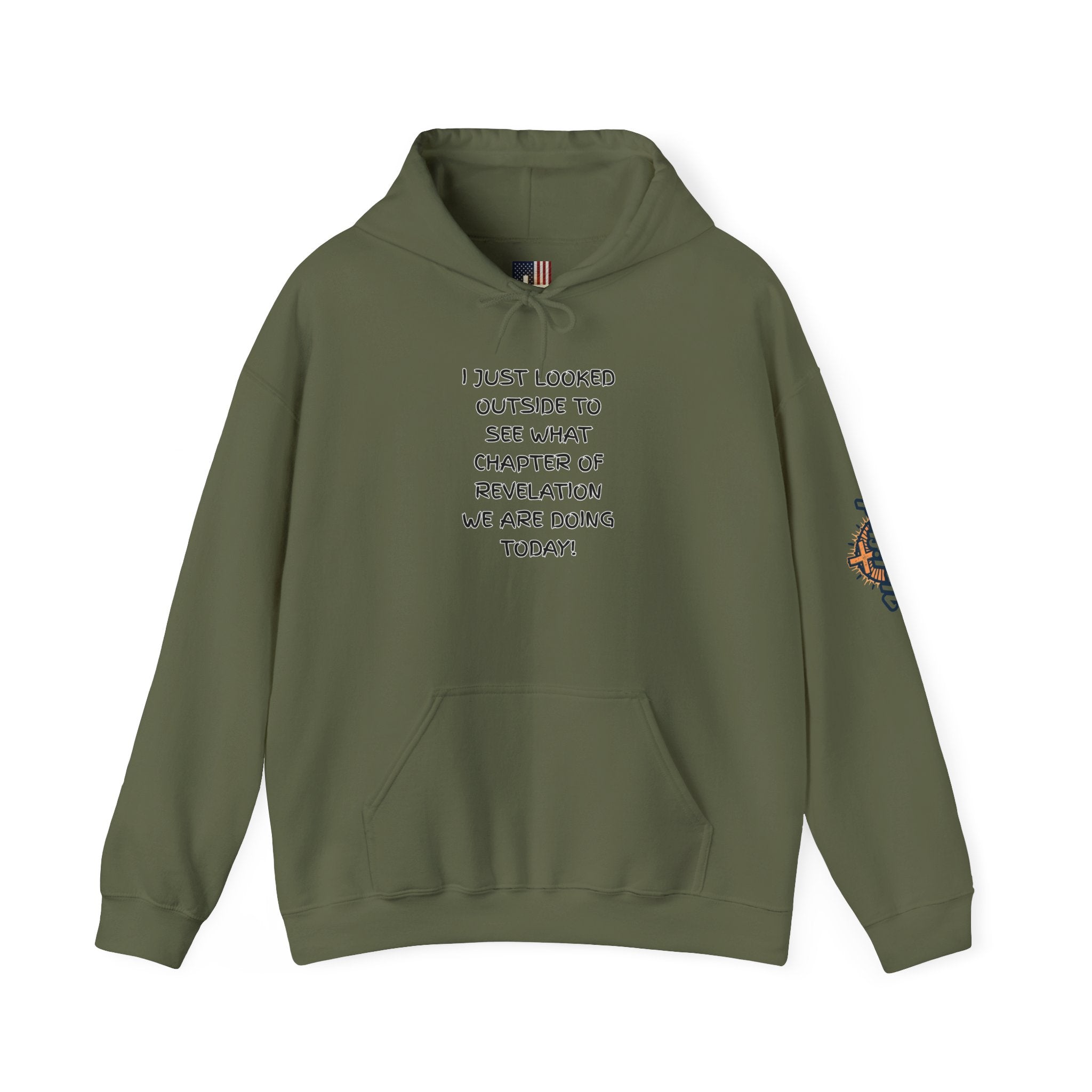 What Chapter of Revelation Hoodie – I Looked Outside My Window Christian Sweatshirt for End Times Humor & Faith Printify
