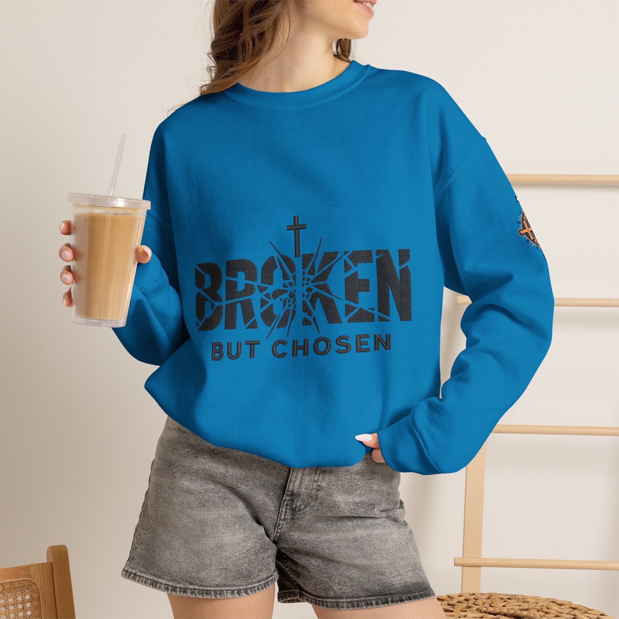 Broken But Chosen Crewneck Sweatshirt Printify