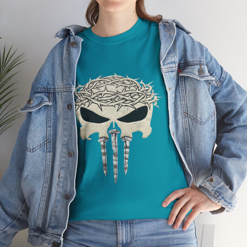 Christian Skull T-shirt - Crown of Thorns & Nails - Warrior Faith T-shirt Printify