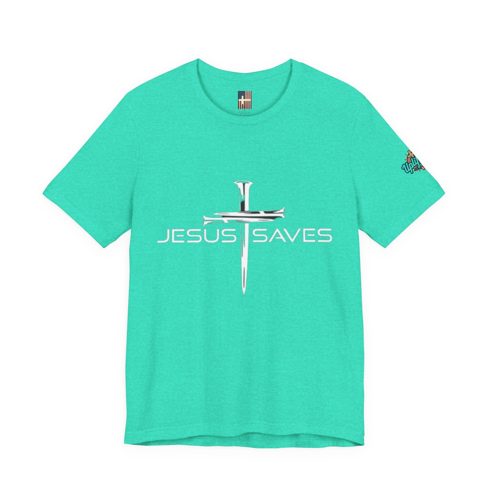 Jesus Saves T-shirt – 3 Nails Crucifix Cross Christian T-shirt for Redemption Faith & Bold Salvation Printify
