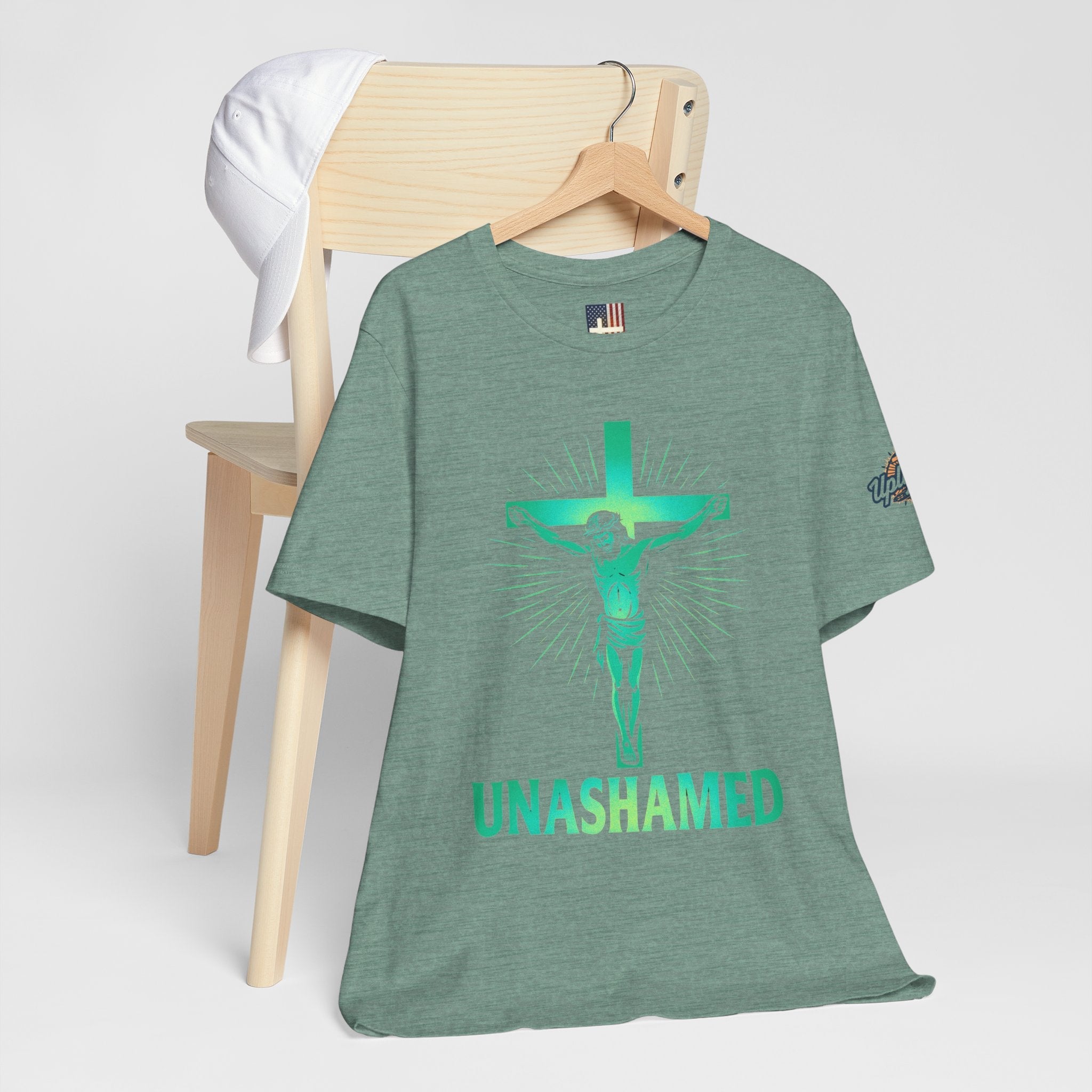 Unashamed T-shirt – Romans 1:16 Crucifixion Christian t-shirt for Bold Unwavering Faith Printify