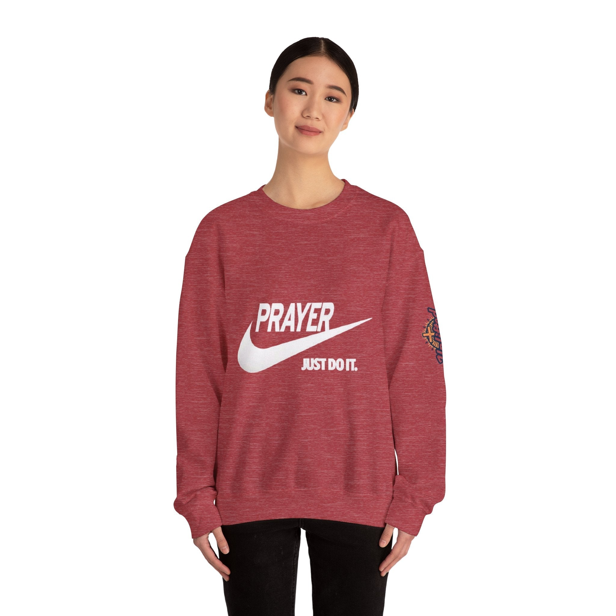 Prayer Just Do It Sweatshirt - Funny Christian Nike Parody Sweatshirt - Faith Gear Printify
