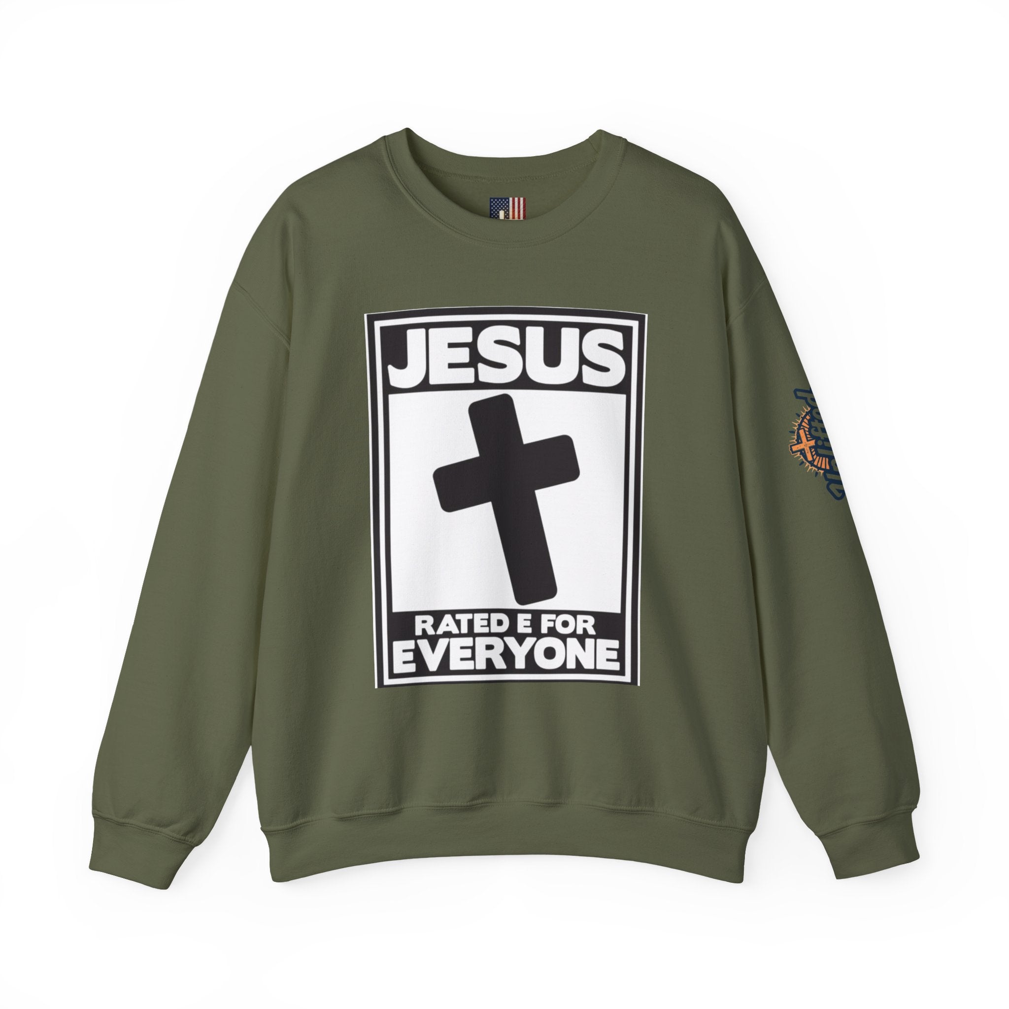 Jesus, Rated E for Everyone Sweatshirt - Gamer Faith Sweatshirt - Christian Video Game Parody Printify
