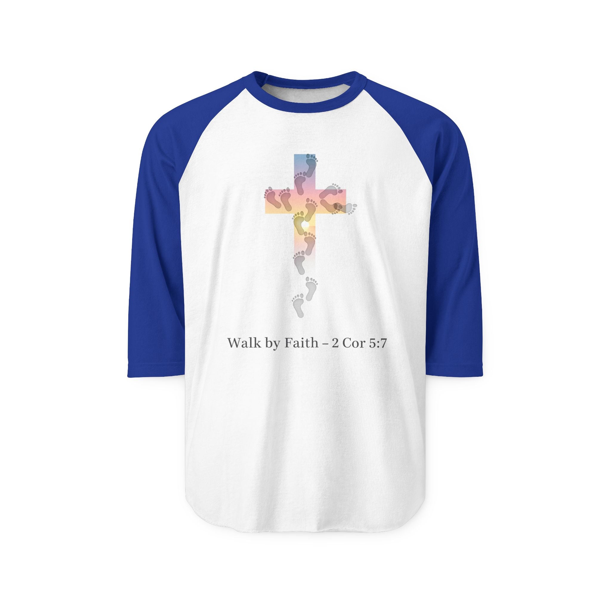 Walk by Faith T-Shirt – Cross & Footprints Christian Tee for Bold Believers Printify