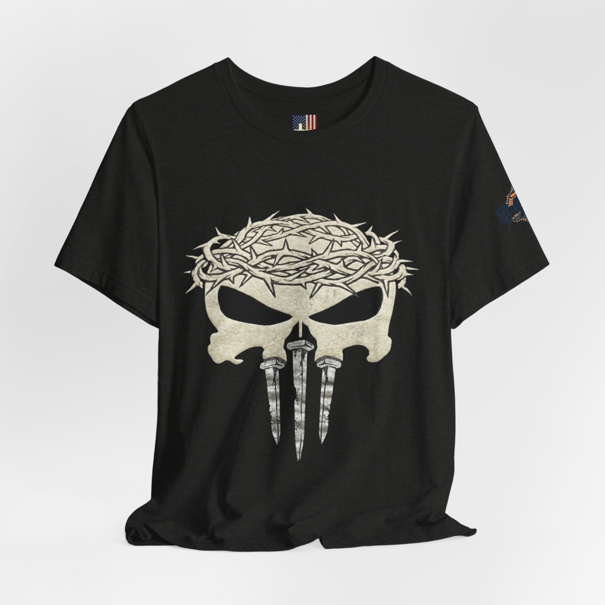 Christian Skull T-shirt - Crown of Thorns & Nails - Warrior Faith T-shirt Printify