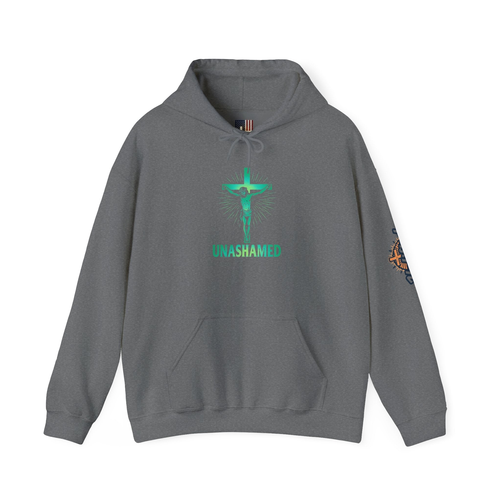 Unashamed Hoodie – Romans 1:16 Crucifixion Christian Hoodie for Bold Unwavering Faith Printify