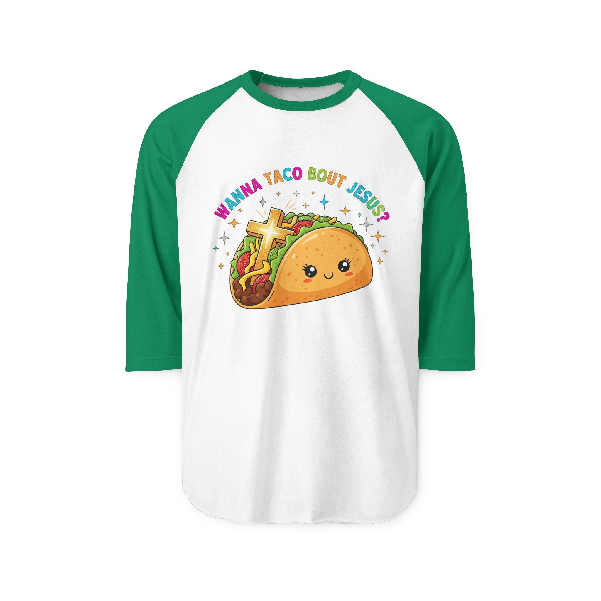 Wanna Taco 'Bout Jesus? Funny Christian Pun T-Shirt – Lettuce Pray & Share Faith! Printify