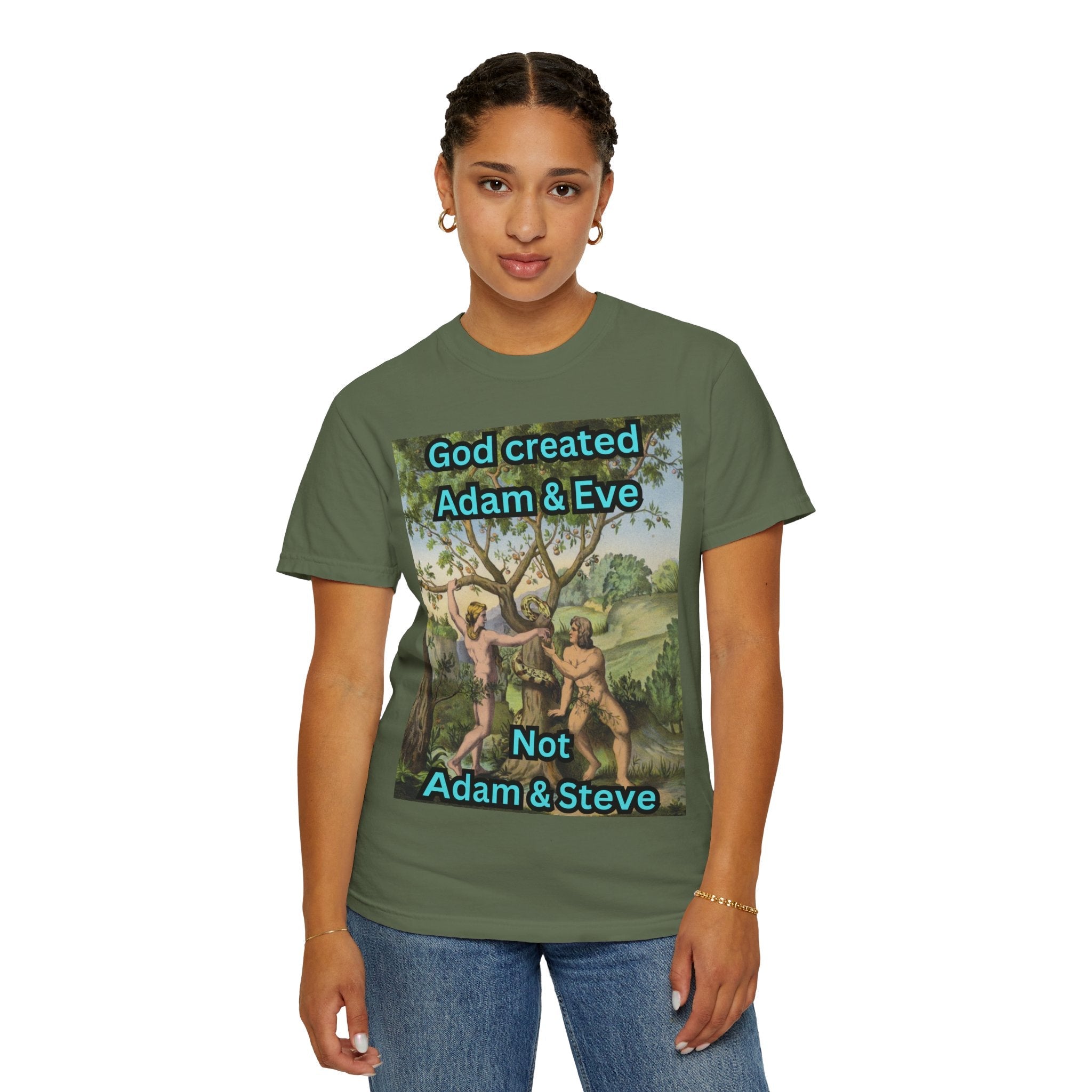 God Created Adam and Eve T-Shirt – Biblical Truth Christian Tee for Bold Faith Printify