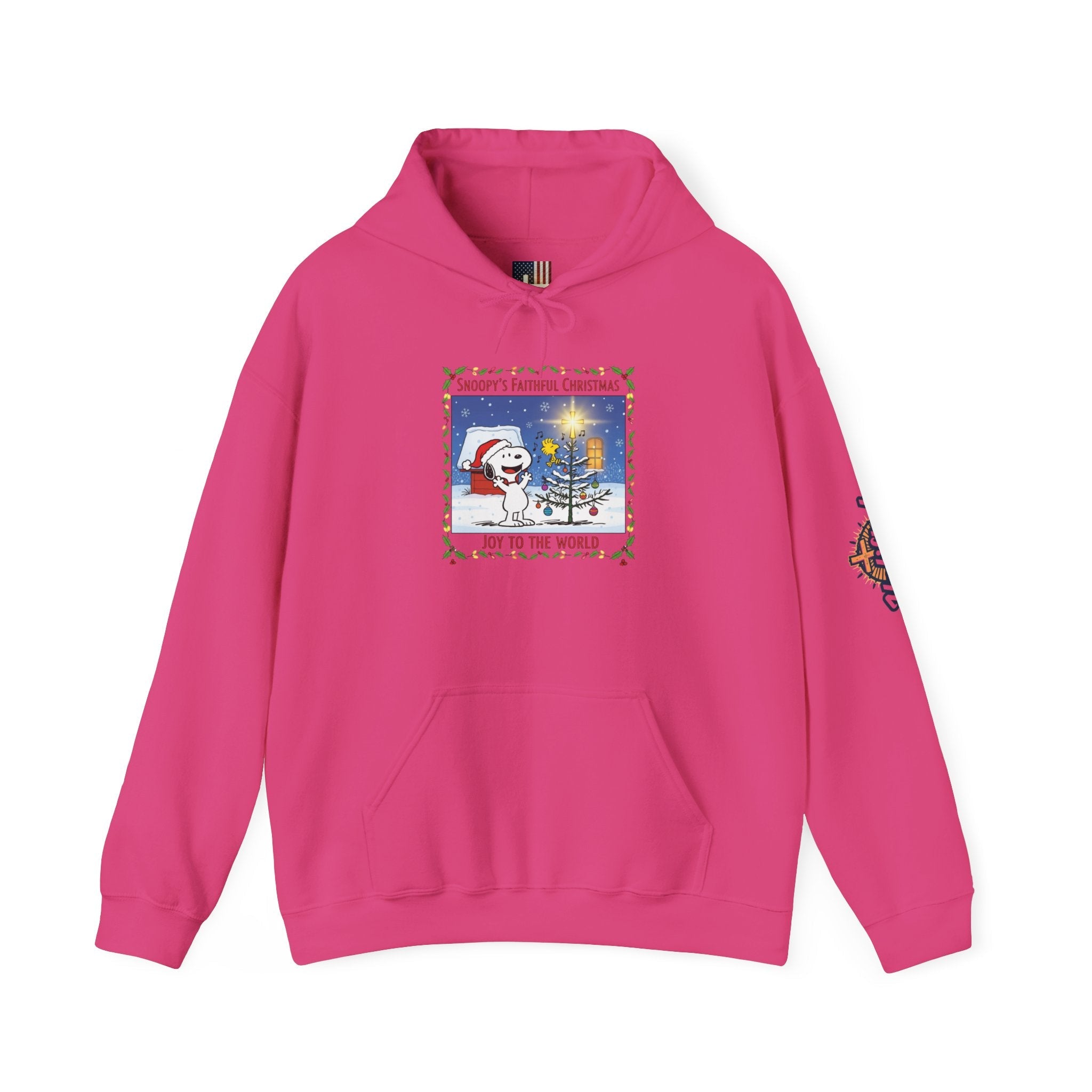 🎄 Faithful Christmas Friends – Christian Holiday Hoodie | Festive Tree & Cartoon Duo | Heartwarming Christmas Tee by Uplifted Gear Printify