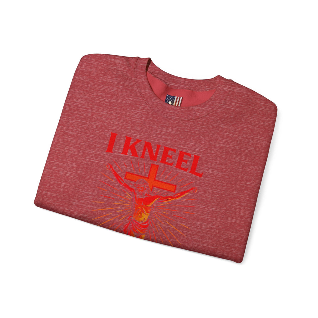 I Kneel to One Man Sweatshirt – Crucifixion Christian Sweatshirt for Unashamed Devotion & Bold Faith Printify
