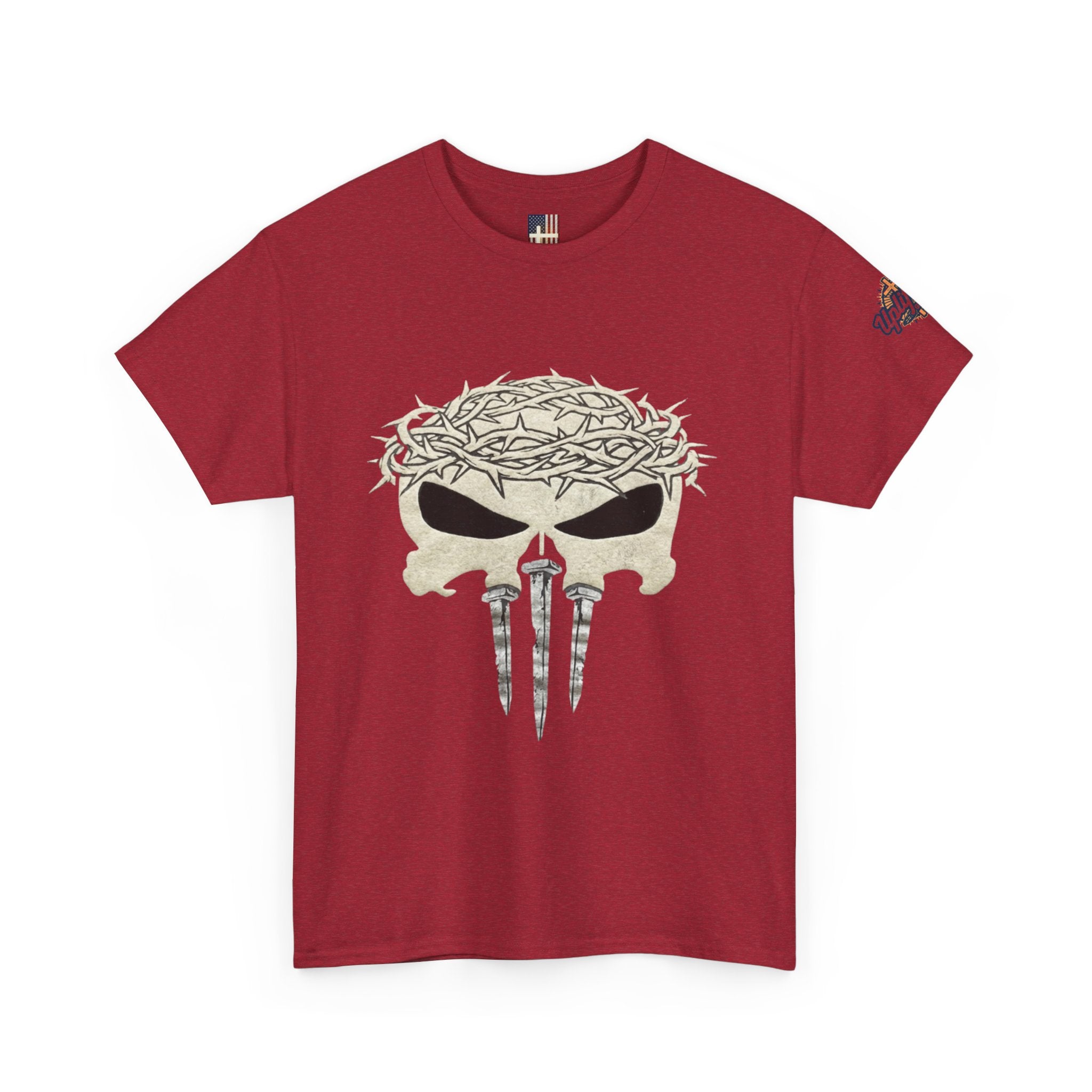 Christian Skull T-shirt - Crown of Thorns & Nails - Warrior Faith T-shirt Printify