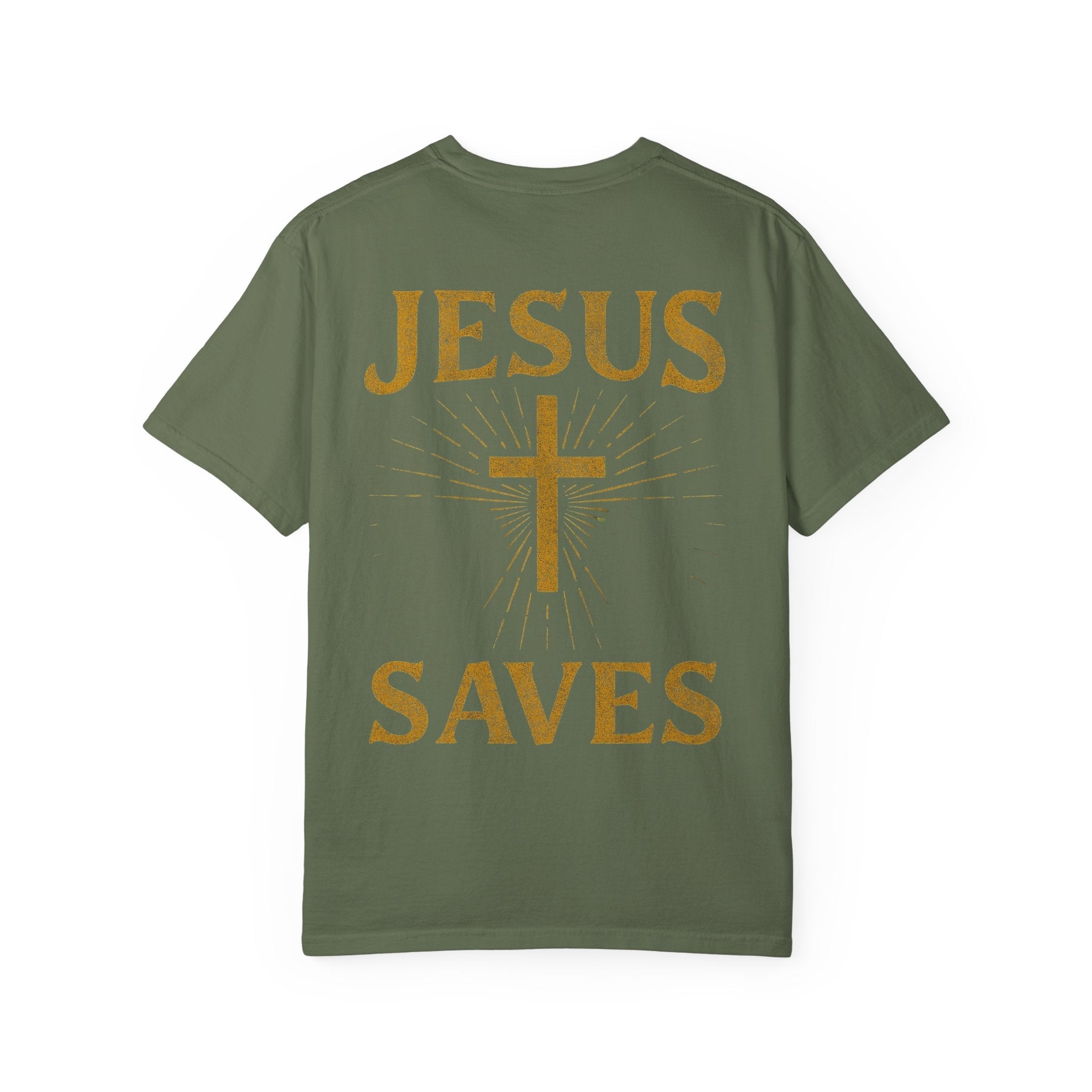 Jesus Saves T-shirt – Radiant Cross & Rays of Light Christian T-shirt for Eternal Hope & Faith Printify