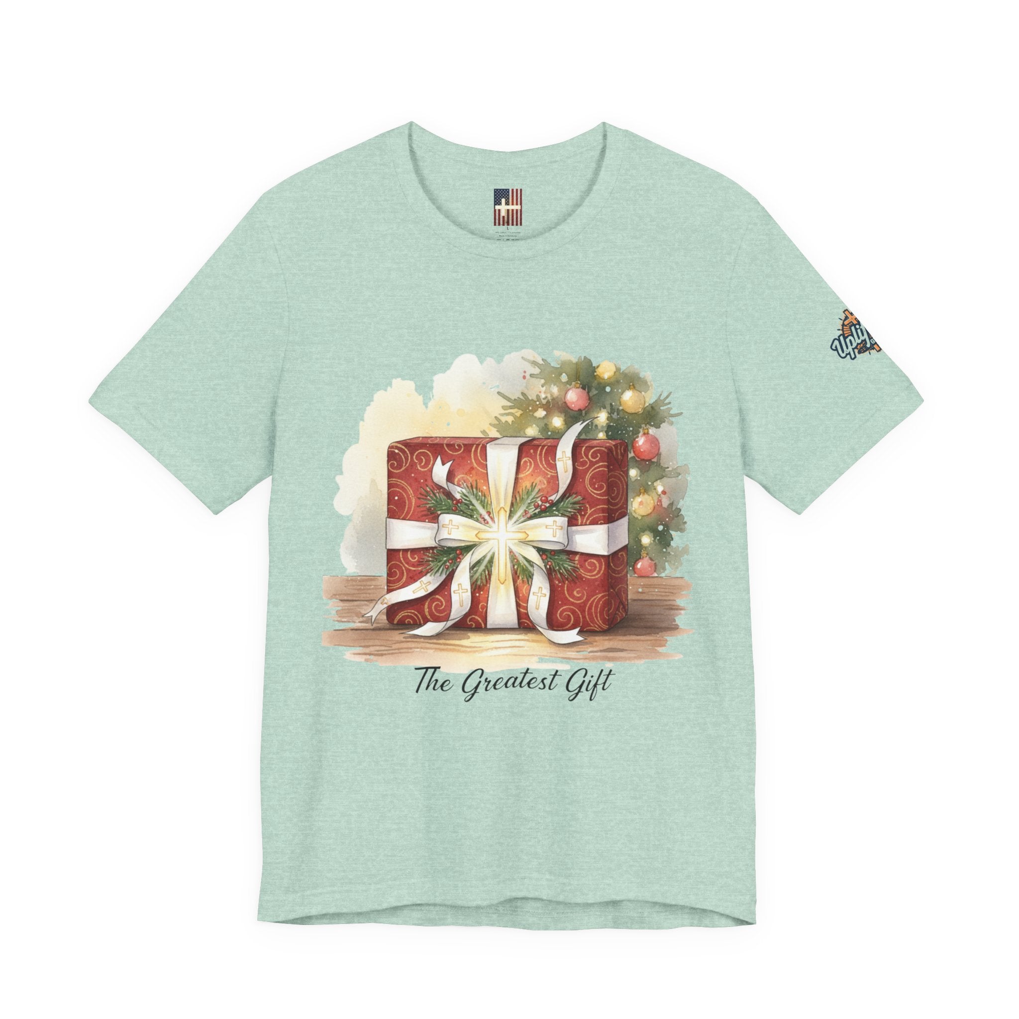 The Greatest Gift T-shirt – Cross Bow Present Christian T-shirt for Christmas Salvation & Eternal Faith Printify