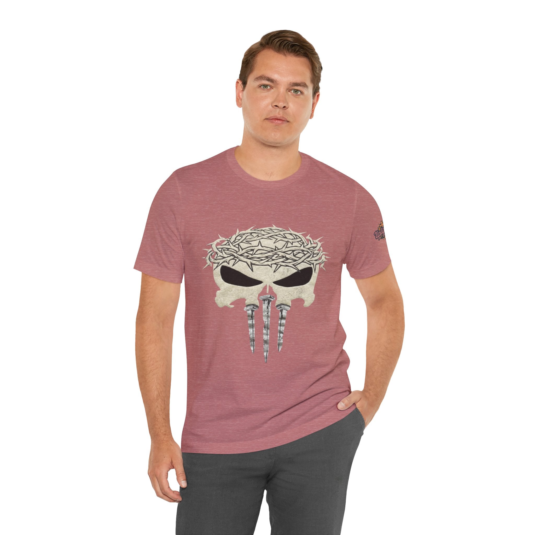 Christian Skull T-shirt - Crown of Thorns & Nails - Warrior Faith T-shirt Printify