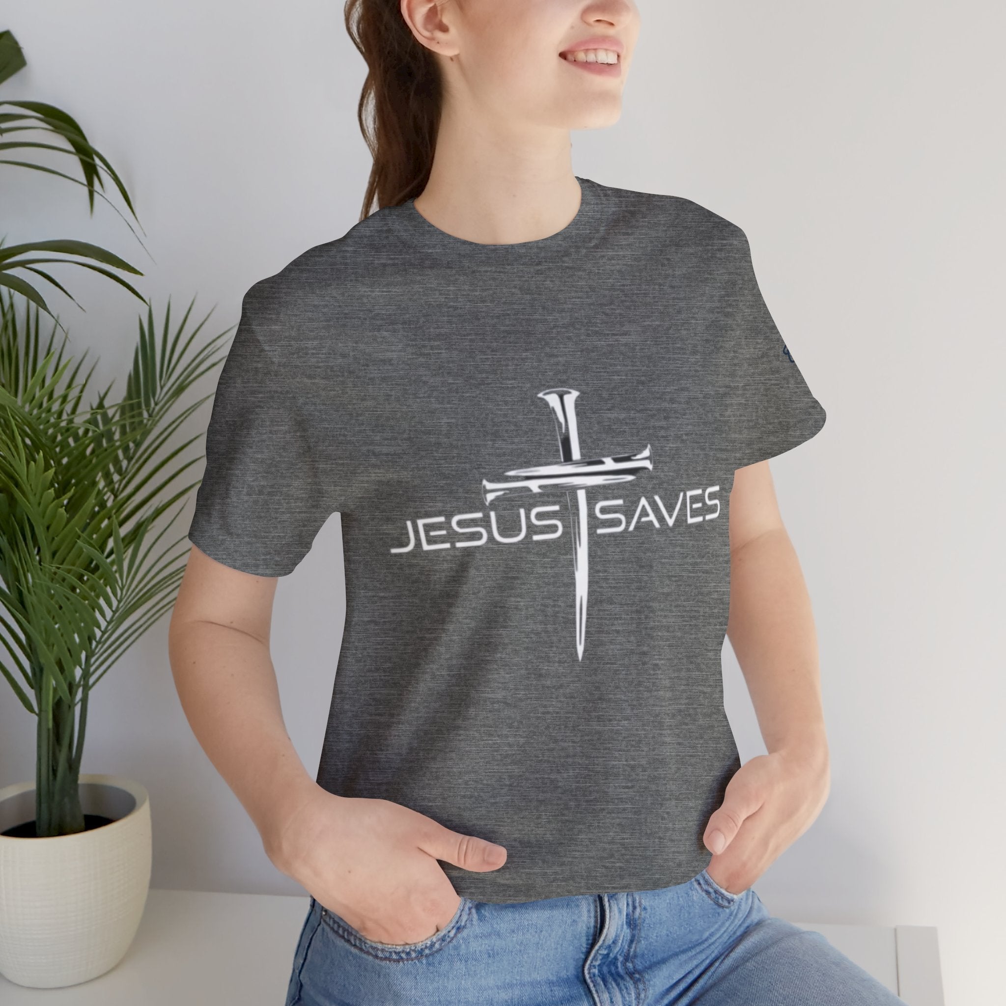 Jesus Saves T-shirt – 3 Nails Crucifix Cross Christian T-shirt for Redemption Faith & Bold Salvation Printify