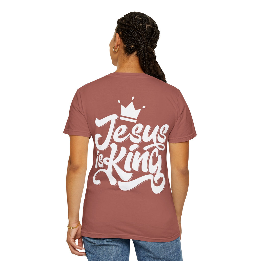 Jesus is King T-Shirt – Bold Christian Faith Tee with Crown & Cross for Eternal Reign Printify