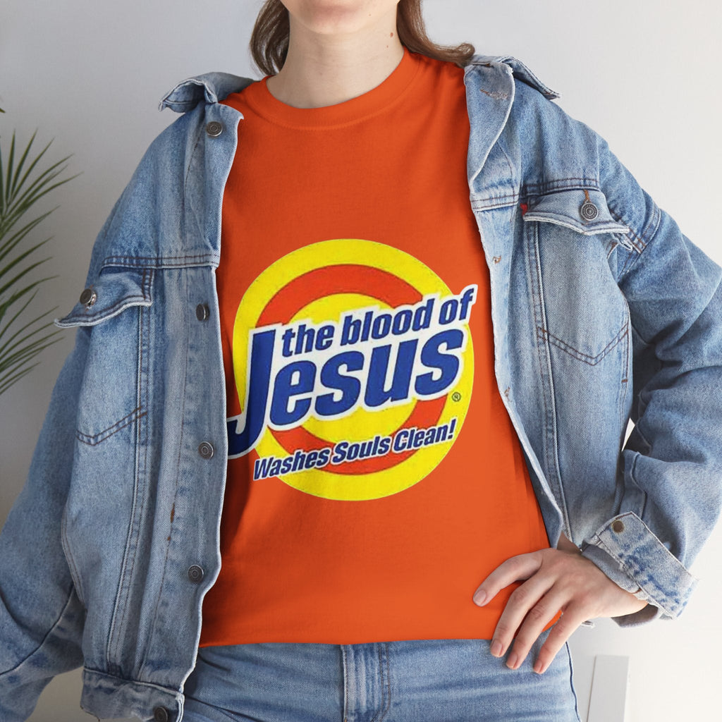 Blood of Jesus Washes Souls Clean T-shirt - Funny Tide Parody - Christian Faith T-shirt Printify