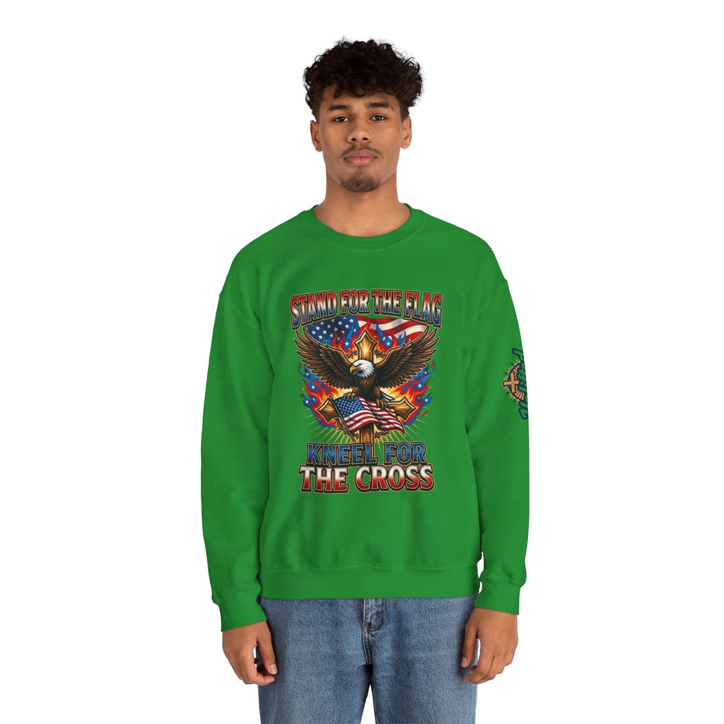 Stand for the Flag Kneel for the Cross Sweatshirt | Patriotic Eagle Sweatshirt Printify