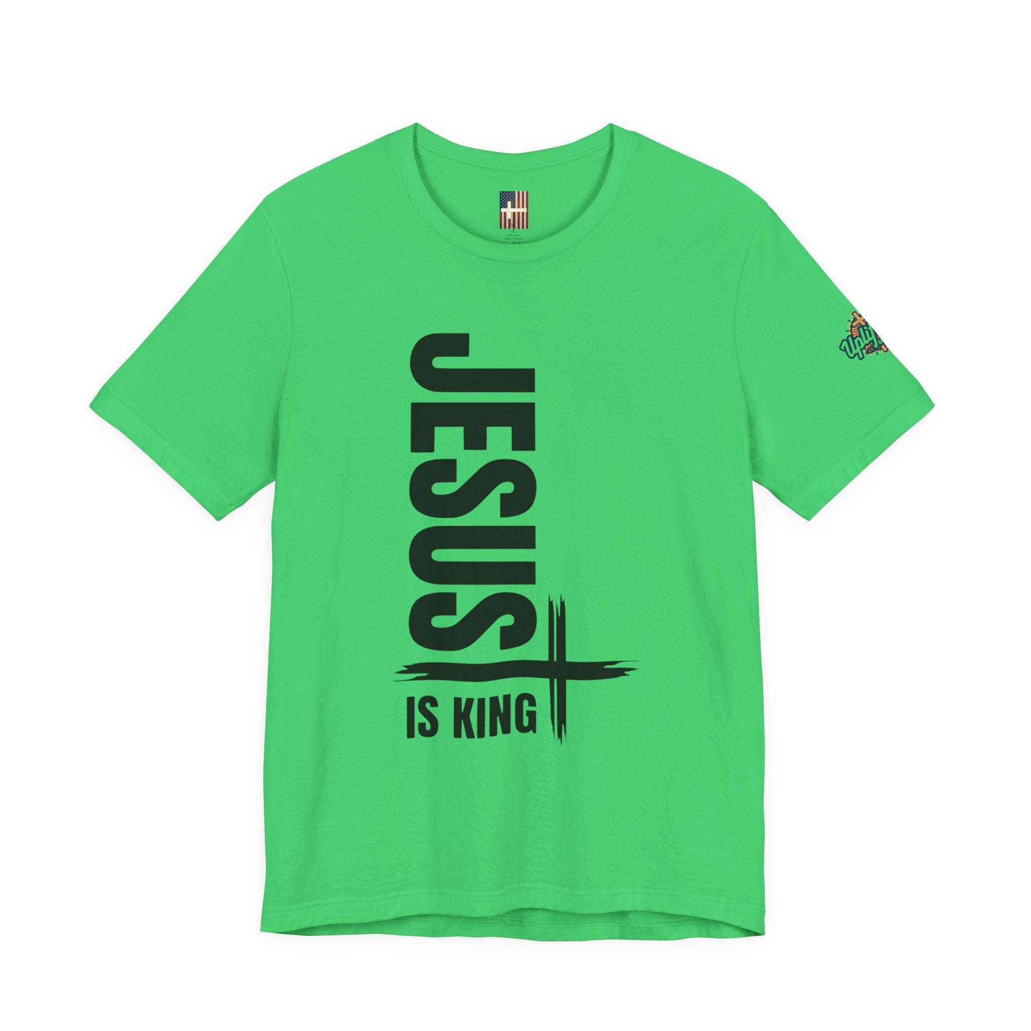 Jesus Is King T-shirt | Modern Typographic Cross Christian T-shirt Printify