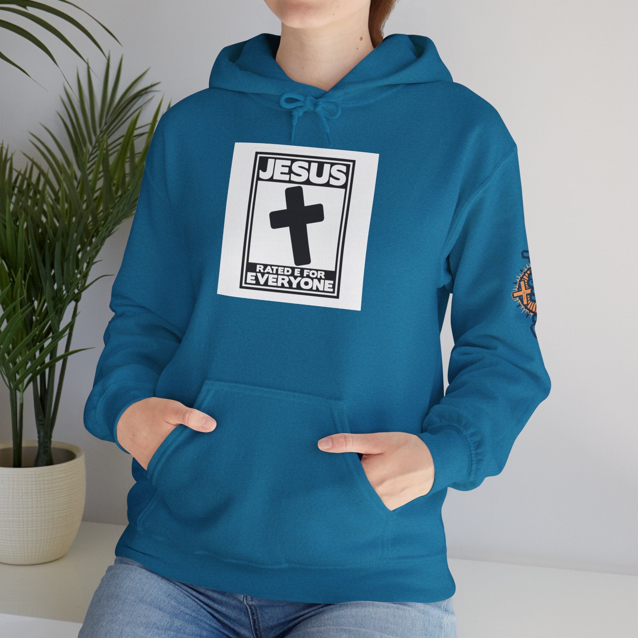 Jesus, Rated E for Everyone Hoodie - Gamer Faith Hoodie - Christian Video Game Parody Printify