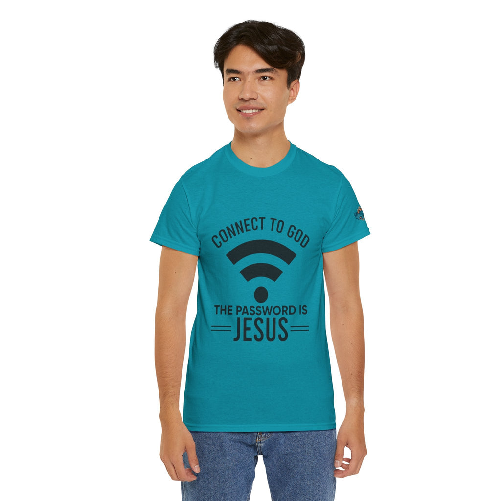 Connect to God T-shirt - WIFI Password is Jesus - Funny Christian Faith T-shirt Printify