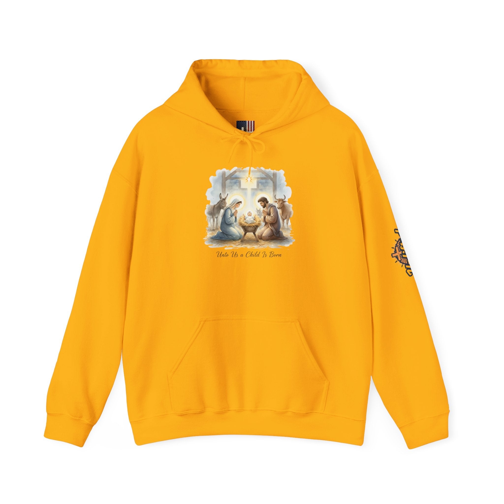 Unto Us a Child is Born Hoodie – Isaiah 9:6 Nativity Manger Scene Christian Christmas Sweatshirt for Holy Night Faith Printify