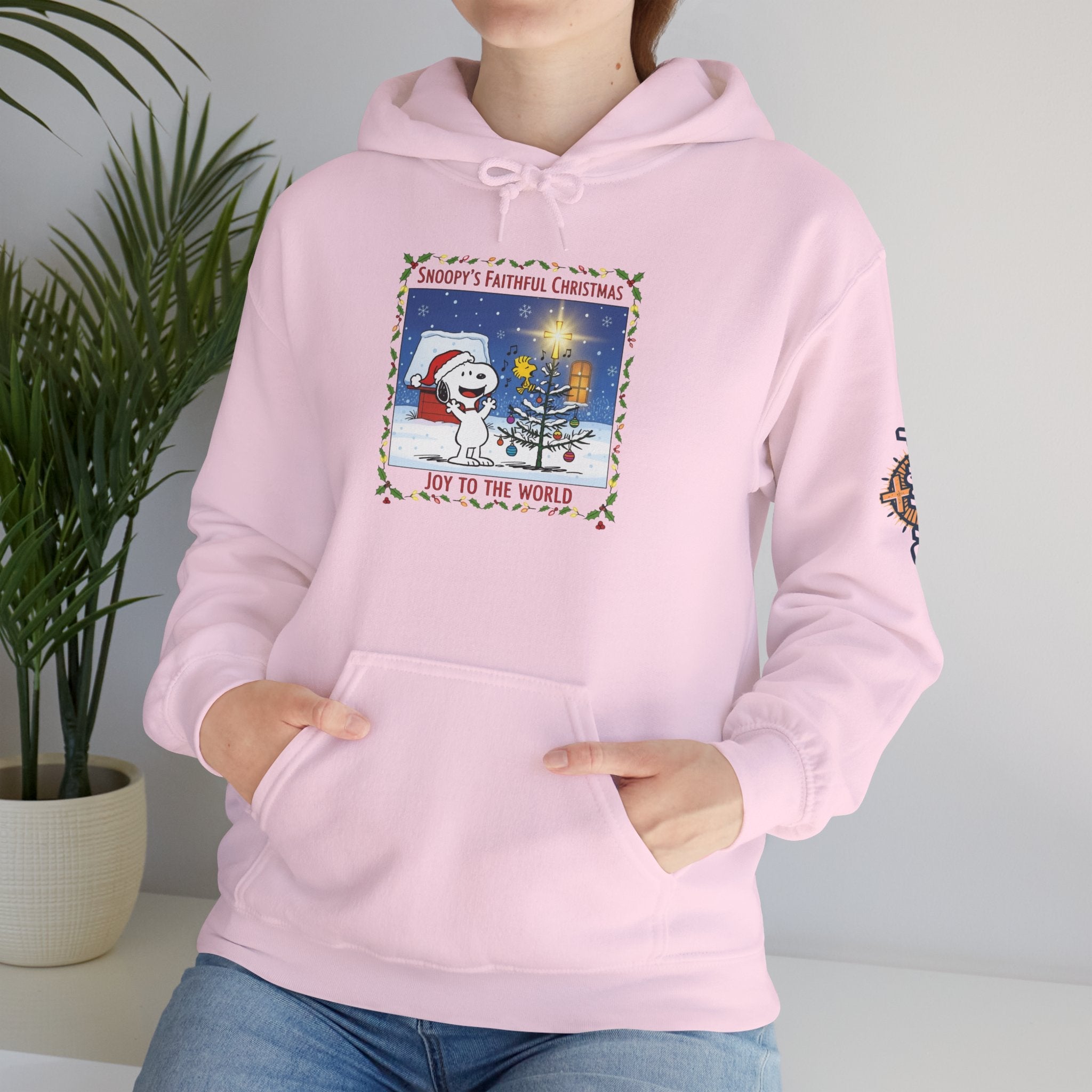 🎄 Faithful Christmas Friends – Christian Holiday Hoodie | Festive Tree & Cartoon Duo | Heartwarming Christmas Tee by Uplifted Gear Printify
