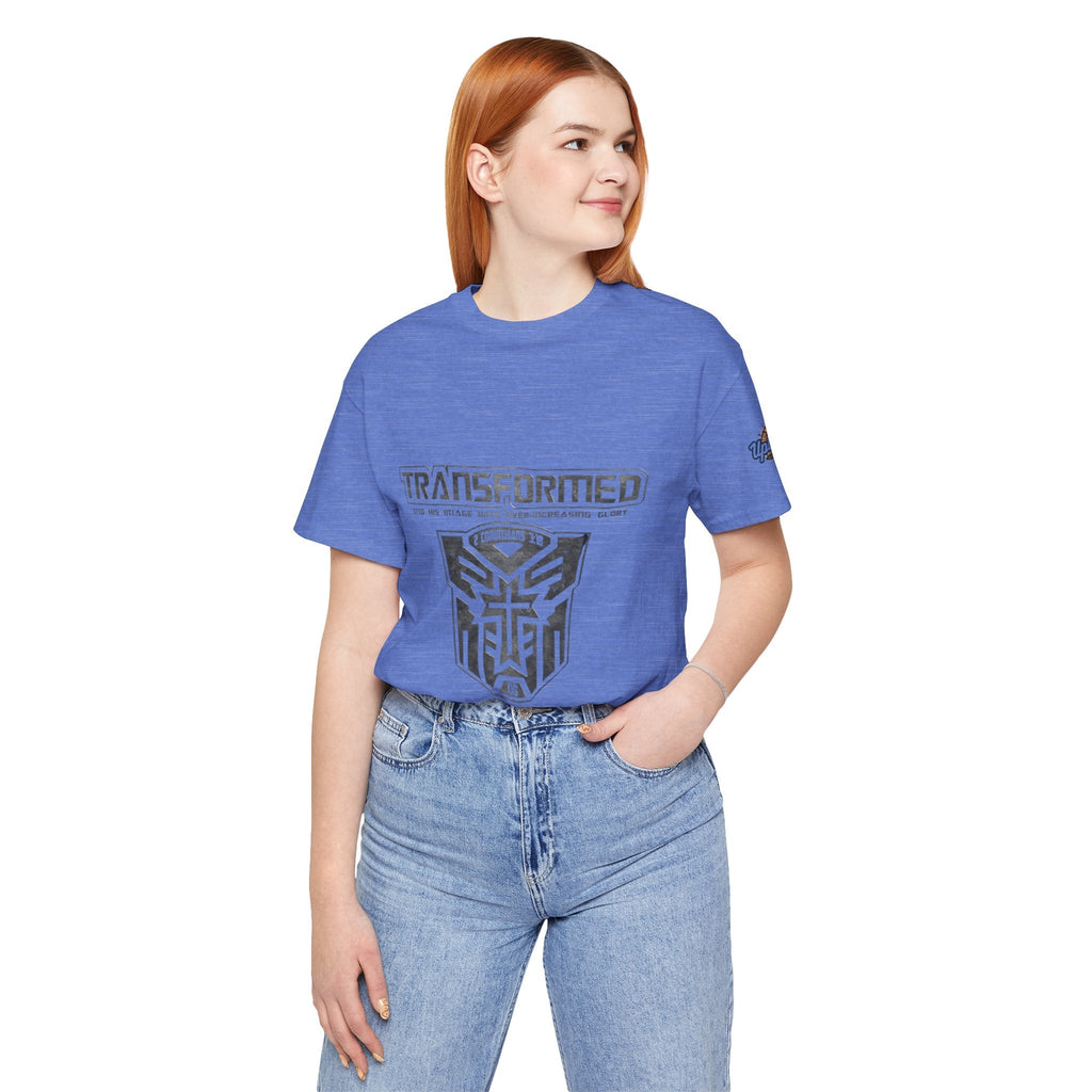 Transformer Logo Christian T-shirt | 2 Corinthians 3:18 Bible Verse T-shirt Printify