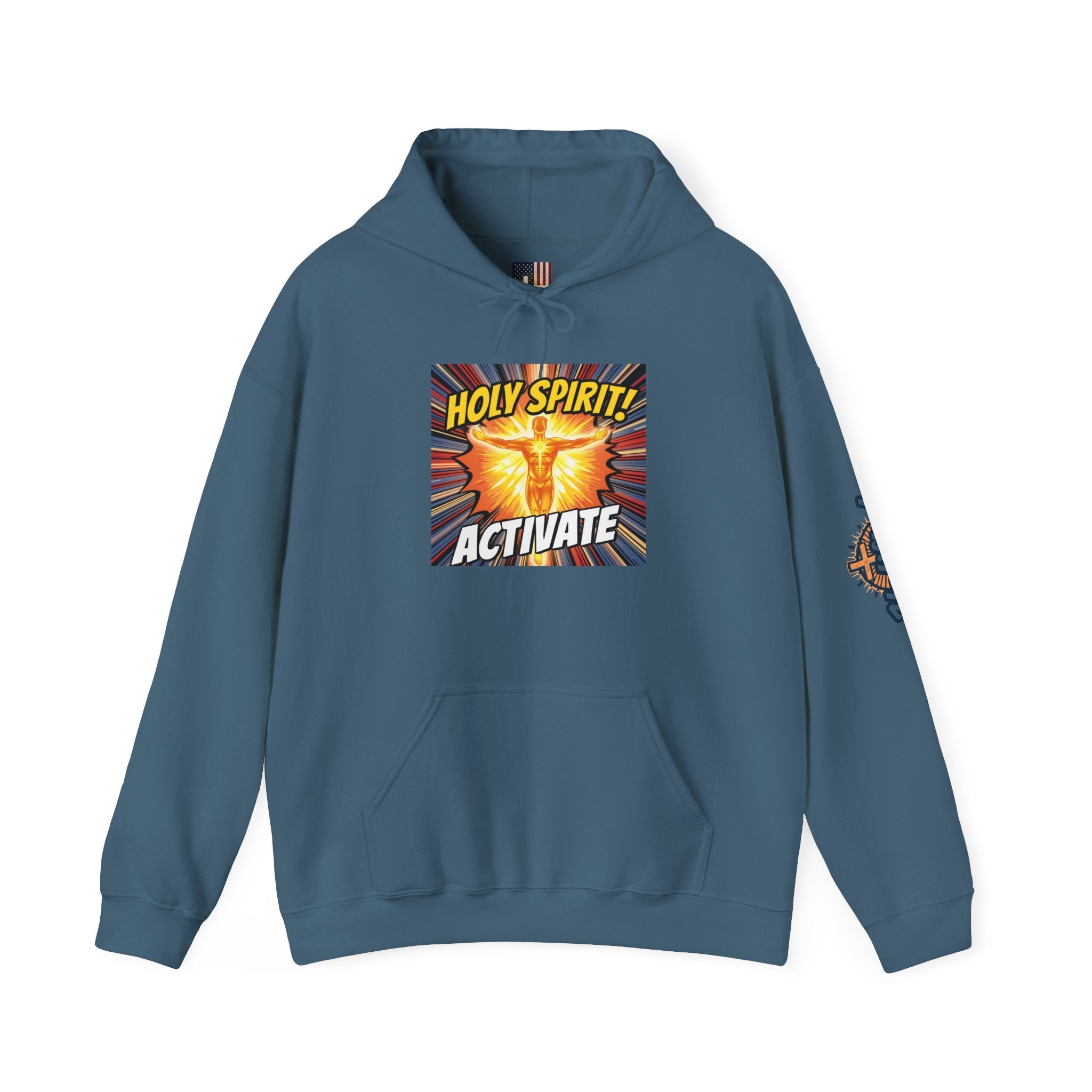 Holy Spirit Activate Hoodie – Superhero Christian Sweatshirt with Vibrant Power-Up Design for Faith-Fueled Boldness Printify