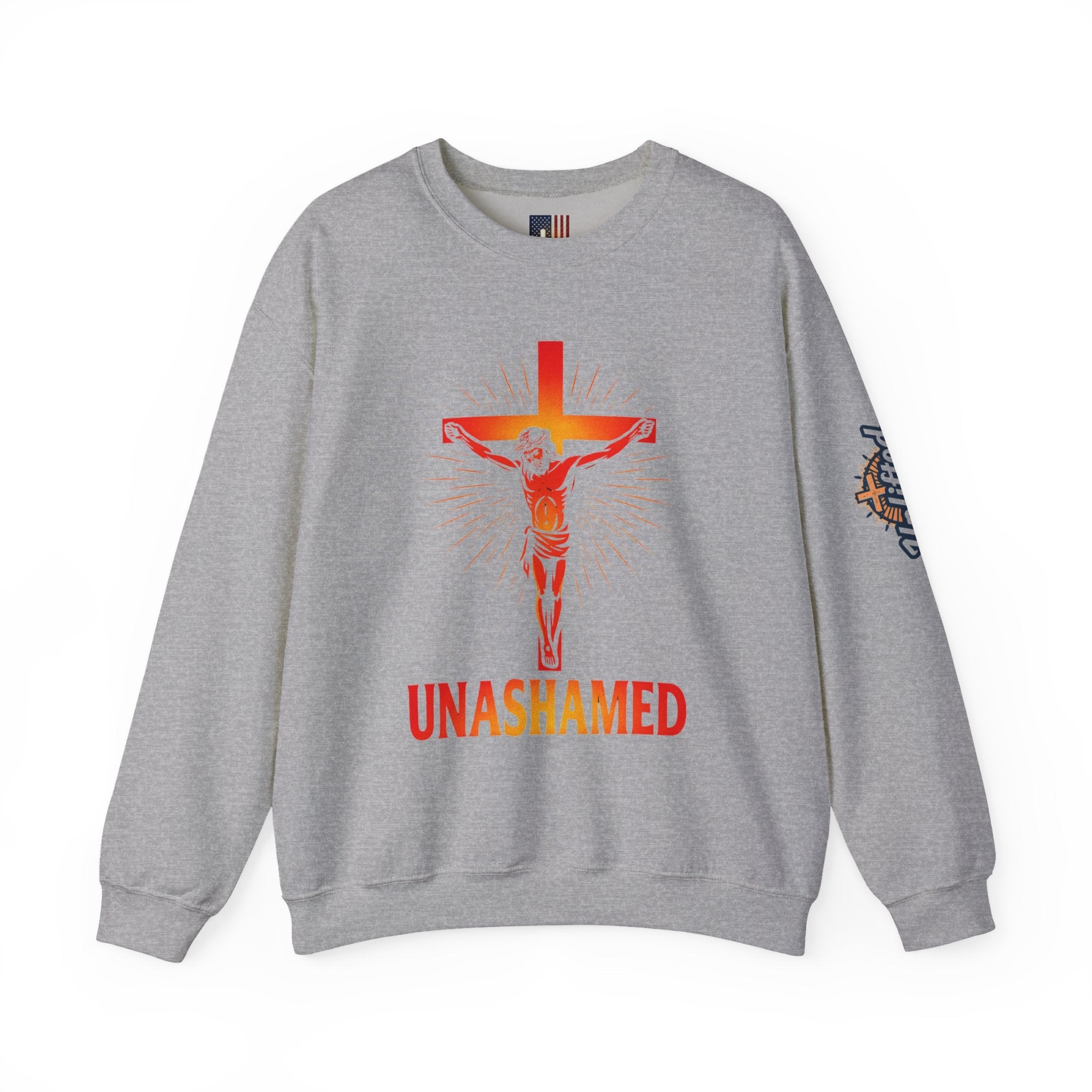 Unashamed Sweatshirt – Romans 1:16 Crucifixion Christian Sweatshirt for Bold Unwavering Faith Printify