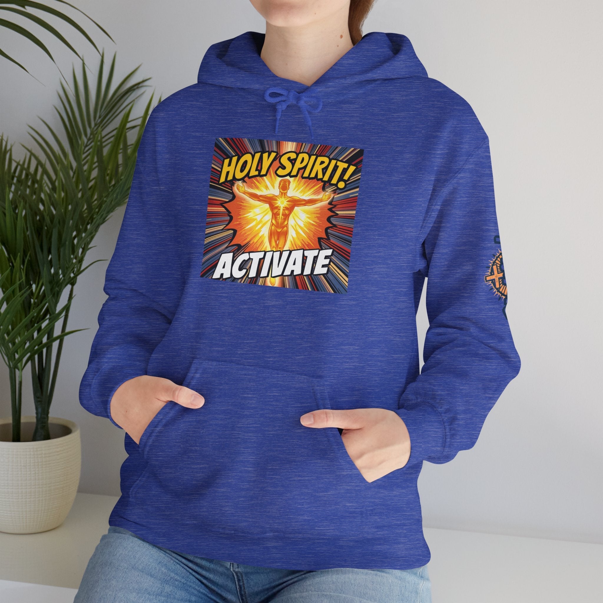 Holy Spirit Activate Hoodie – Superhero Christian Sweatshirt with Vibrant Power-Up Design for Faith-Fueled Boldness Printify