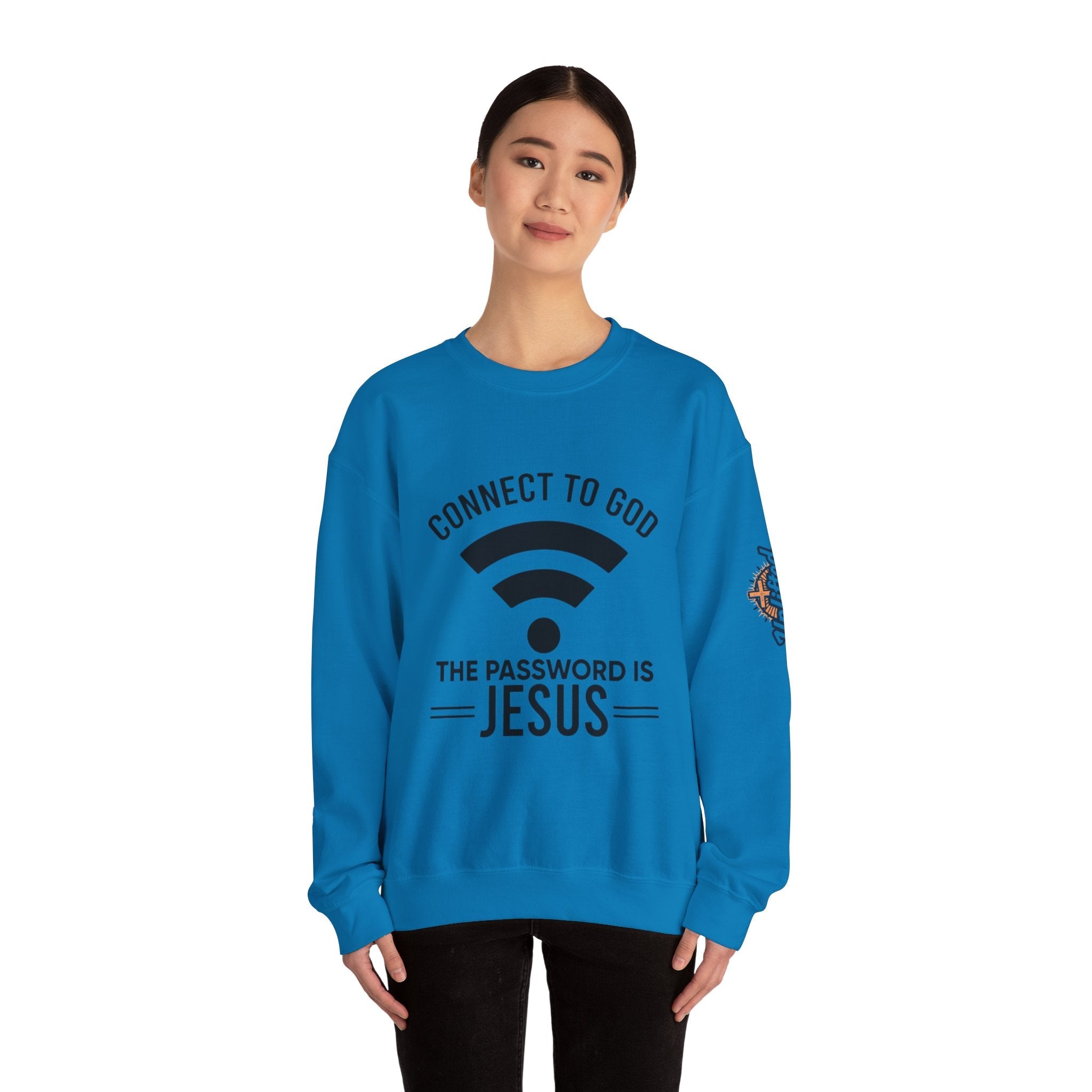 Connect to God Sweatshirt - WIFI Password is Jesus - Funny Christian Faith Sweatshirt Printify
