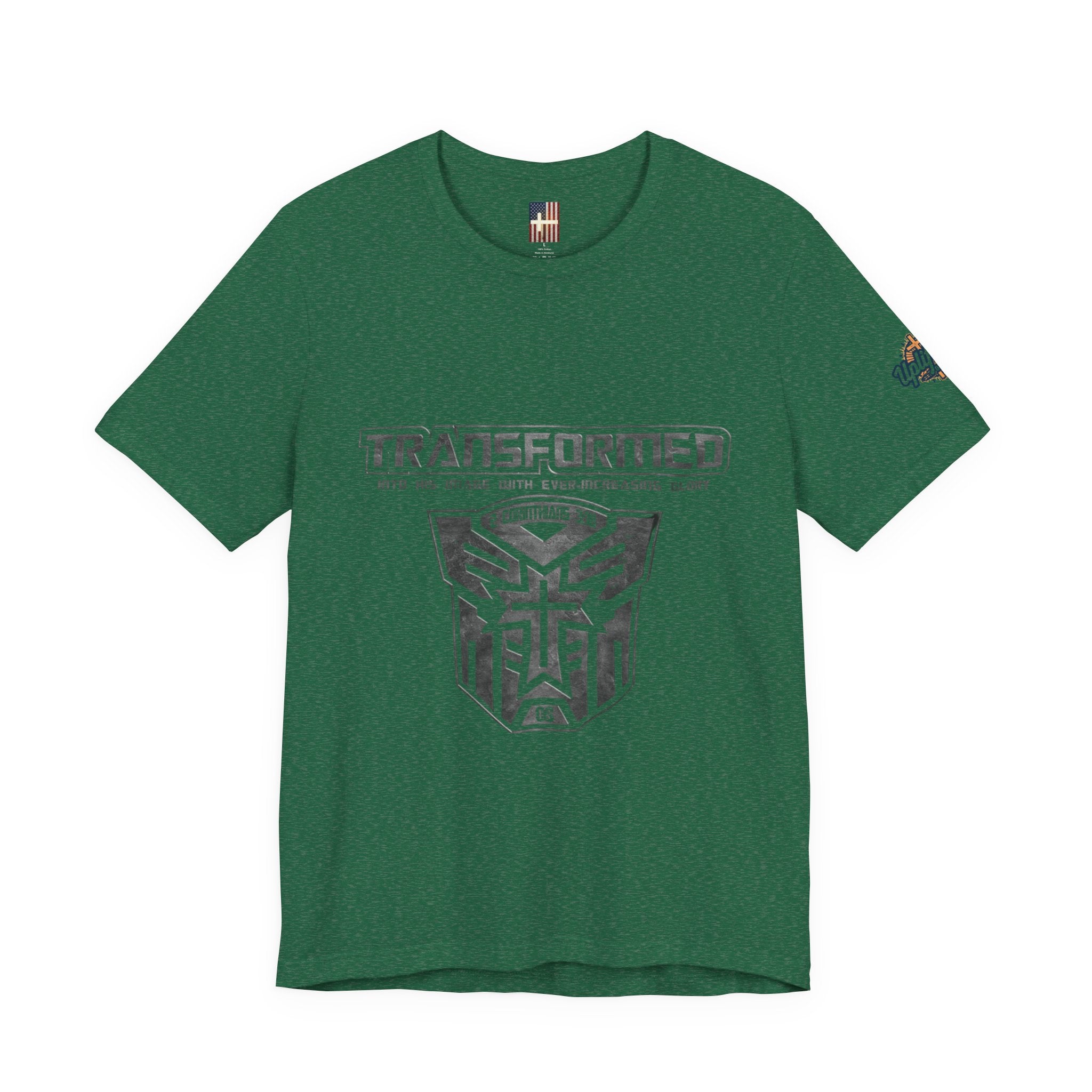 Transformer Logo Christian T-shirt | 2 Corinthians 3:18 Bible Verse T-shirt Printify