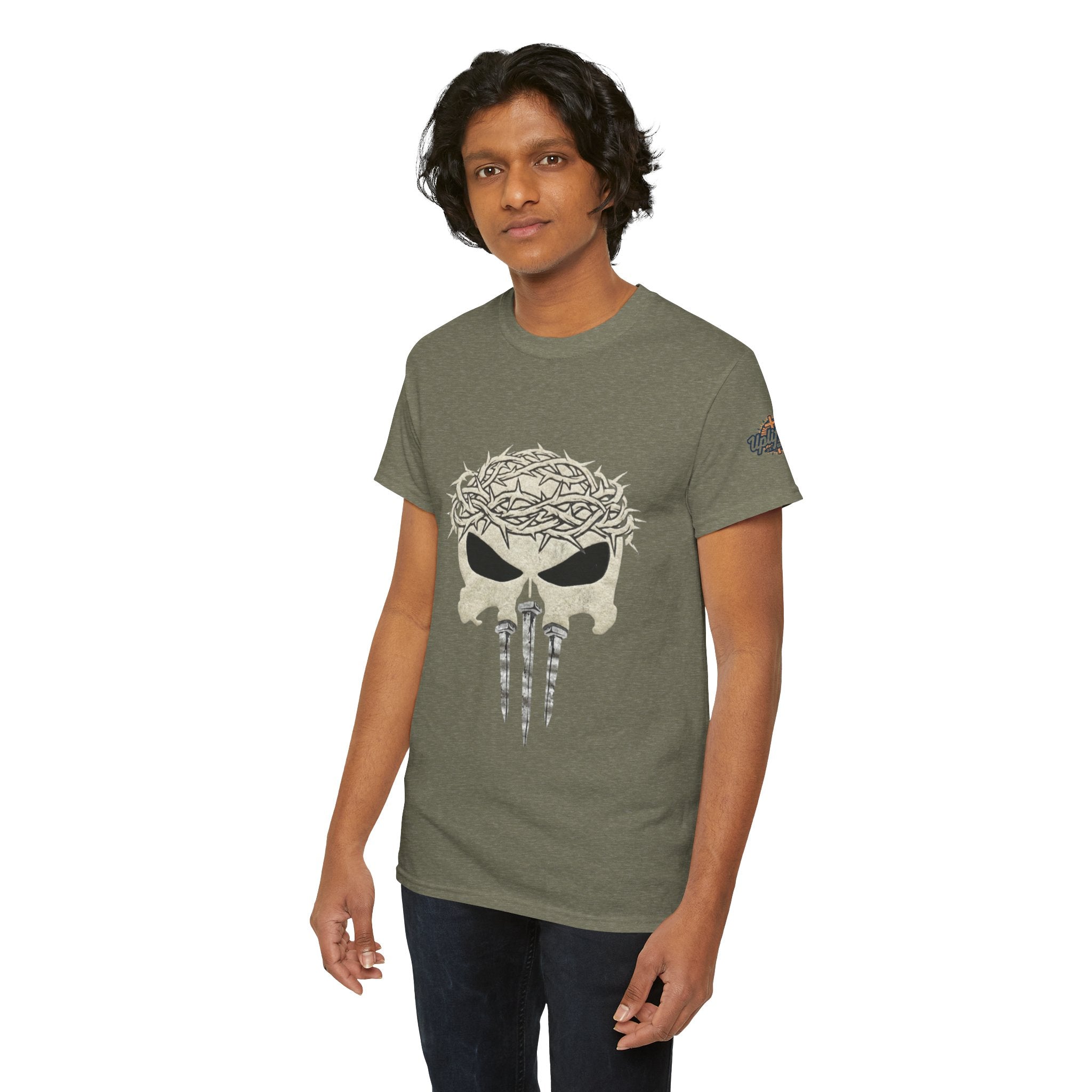Christian Skull T-shirt - Crown of Thorns & Nails - Warrior Faith T-shirt Printify