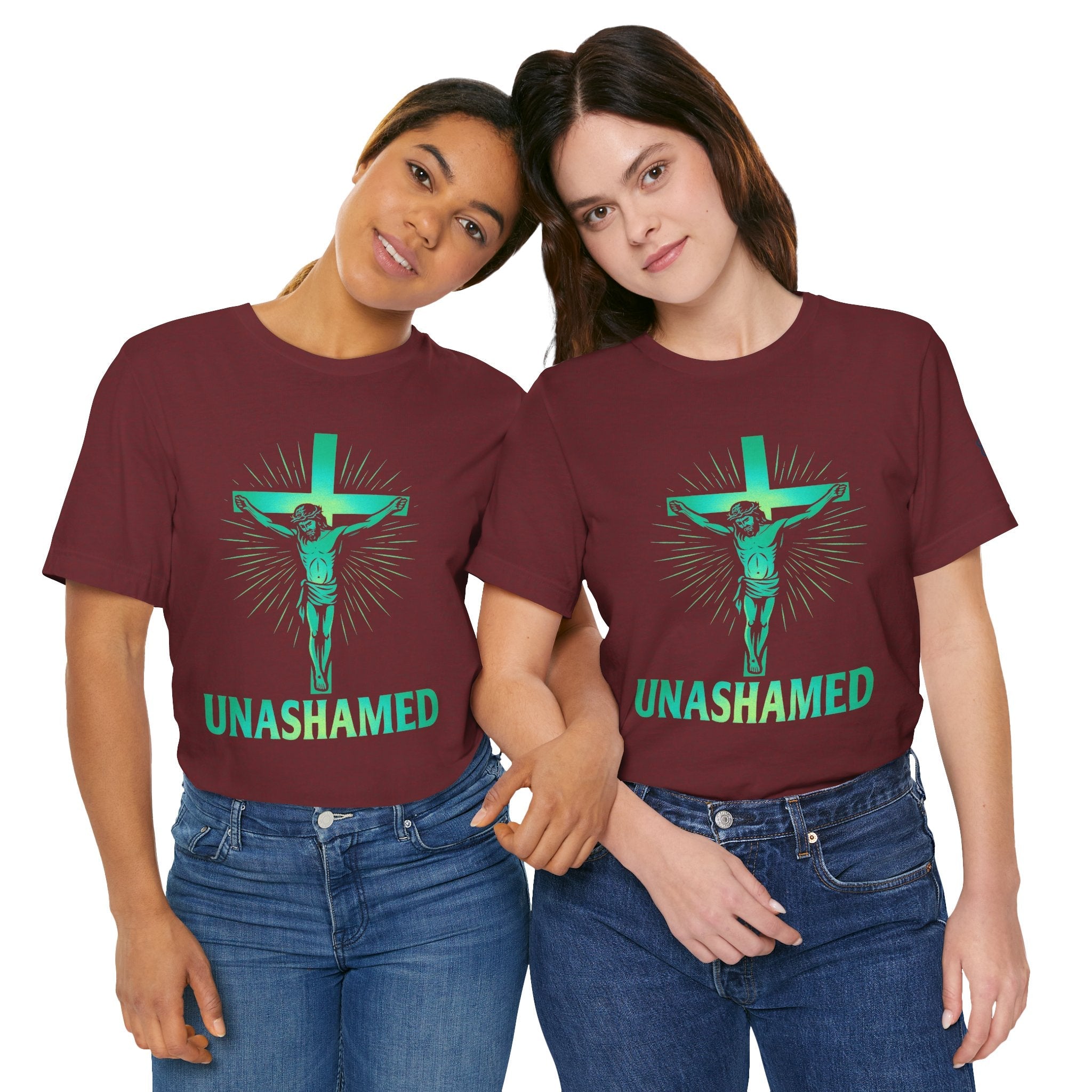 Unashamed T-shirt – Romans 1:16 Crucifixion Christian t-shirt for Bold Unwavering Faith Printify