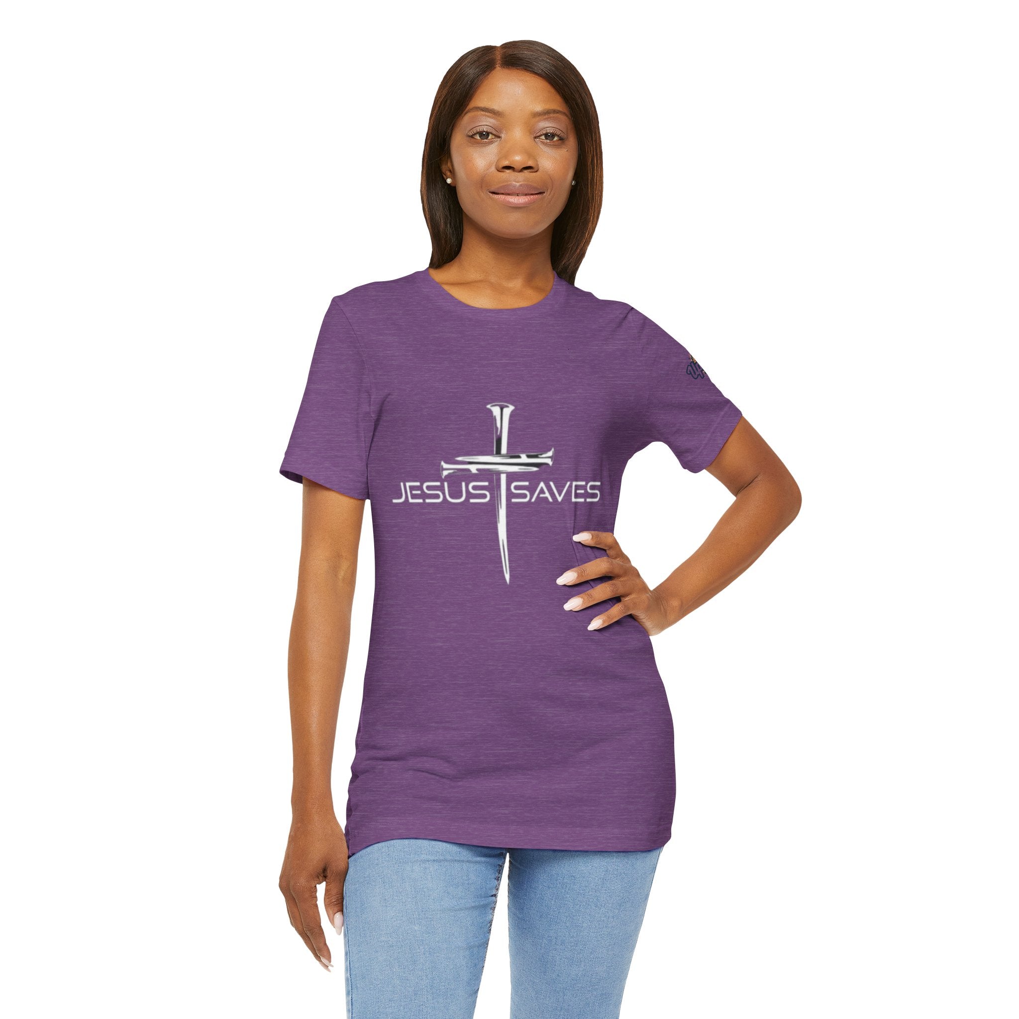 Jesus Saves T-shirt – 3 Nails Crucifix Cross Christian T-shirt for Redemption Faith & Bold Salvation Printify