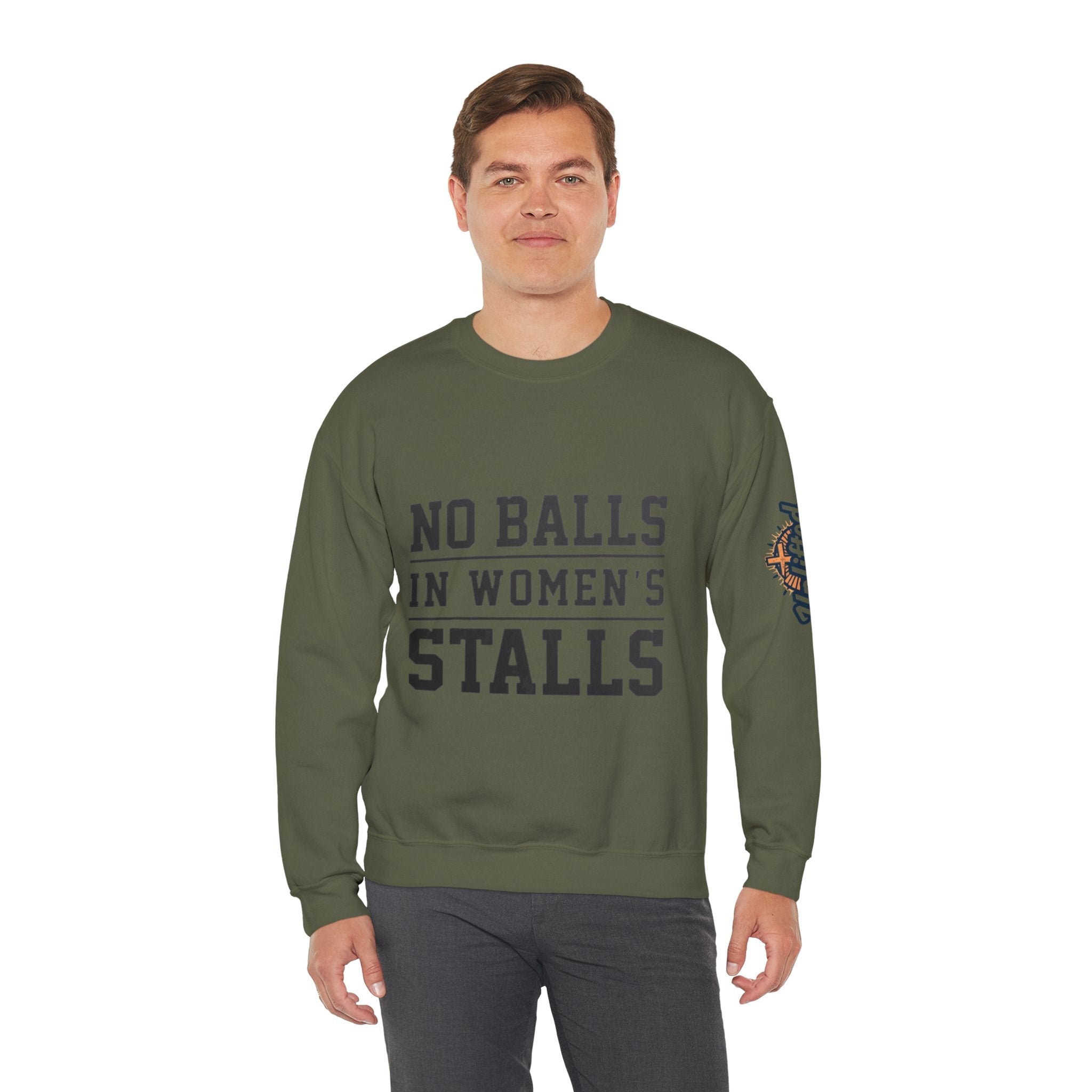 No Balls in Women's Stalls Crewneck Sweatshirt — Bold Statement Pullover Printify