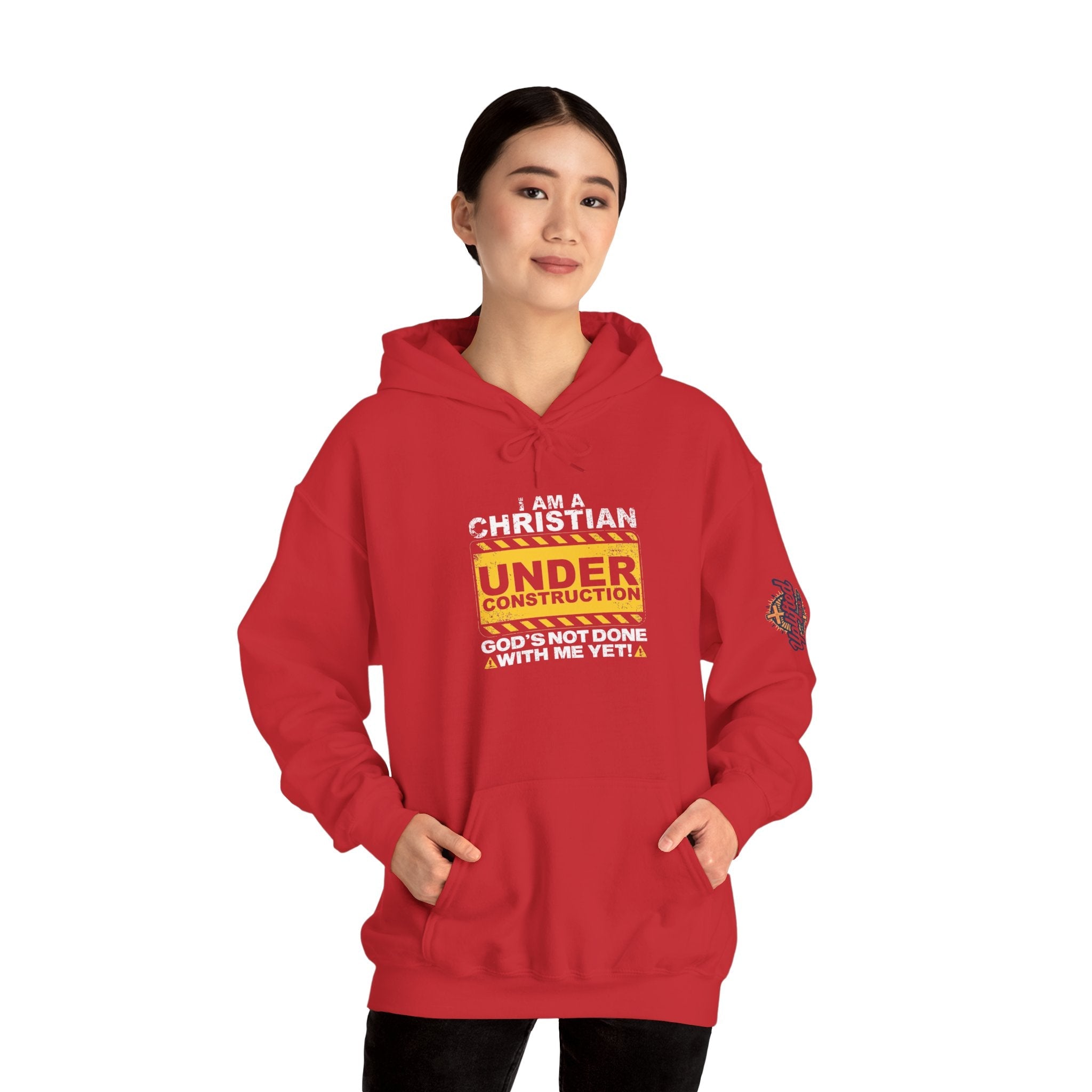 Christian Under Construction Hoodie | God Is Not Done With Me Yet Hoodie Printify