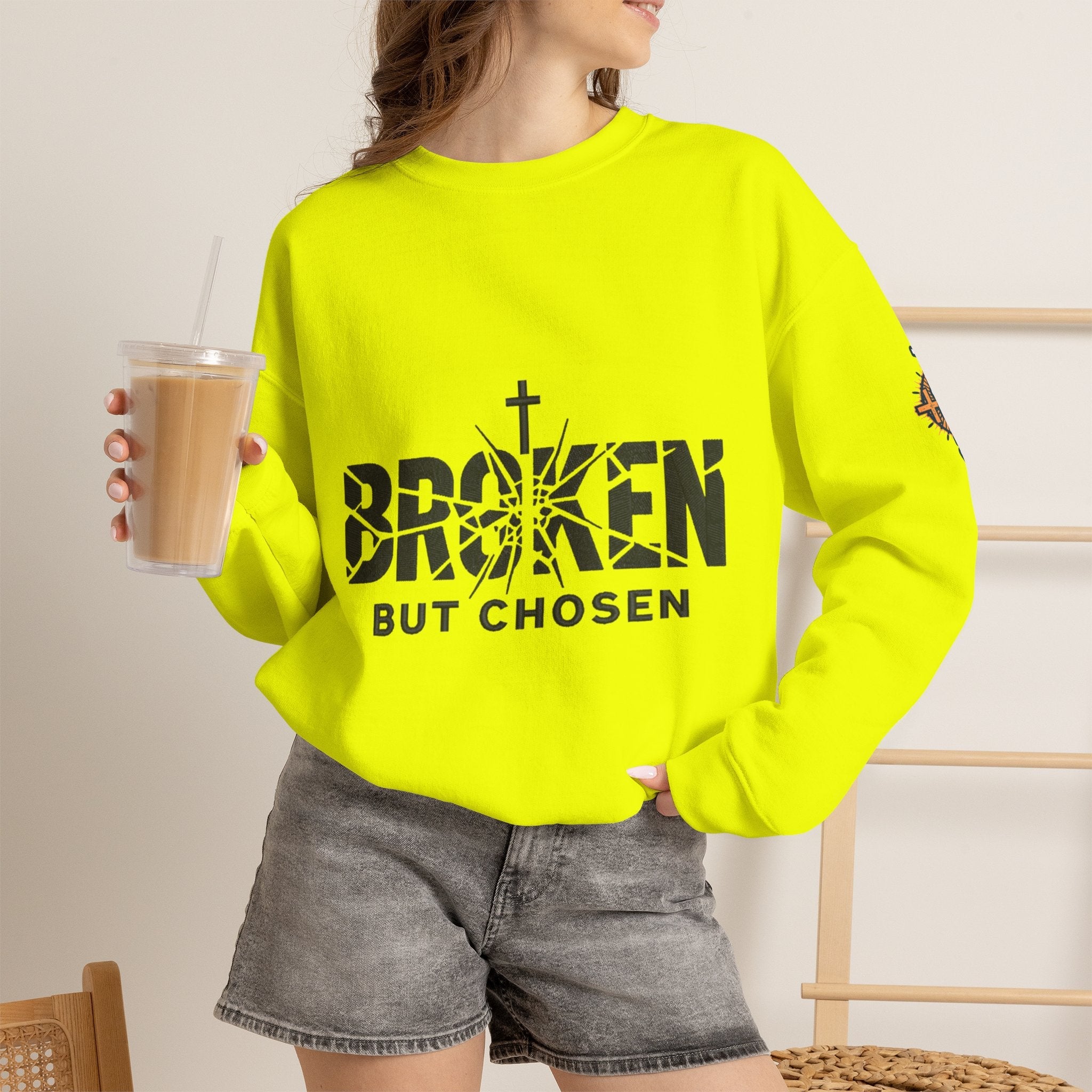 Broken But Chosen Crewneck Sweatshirt Printify