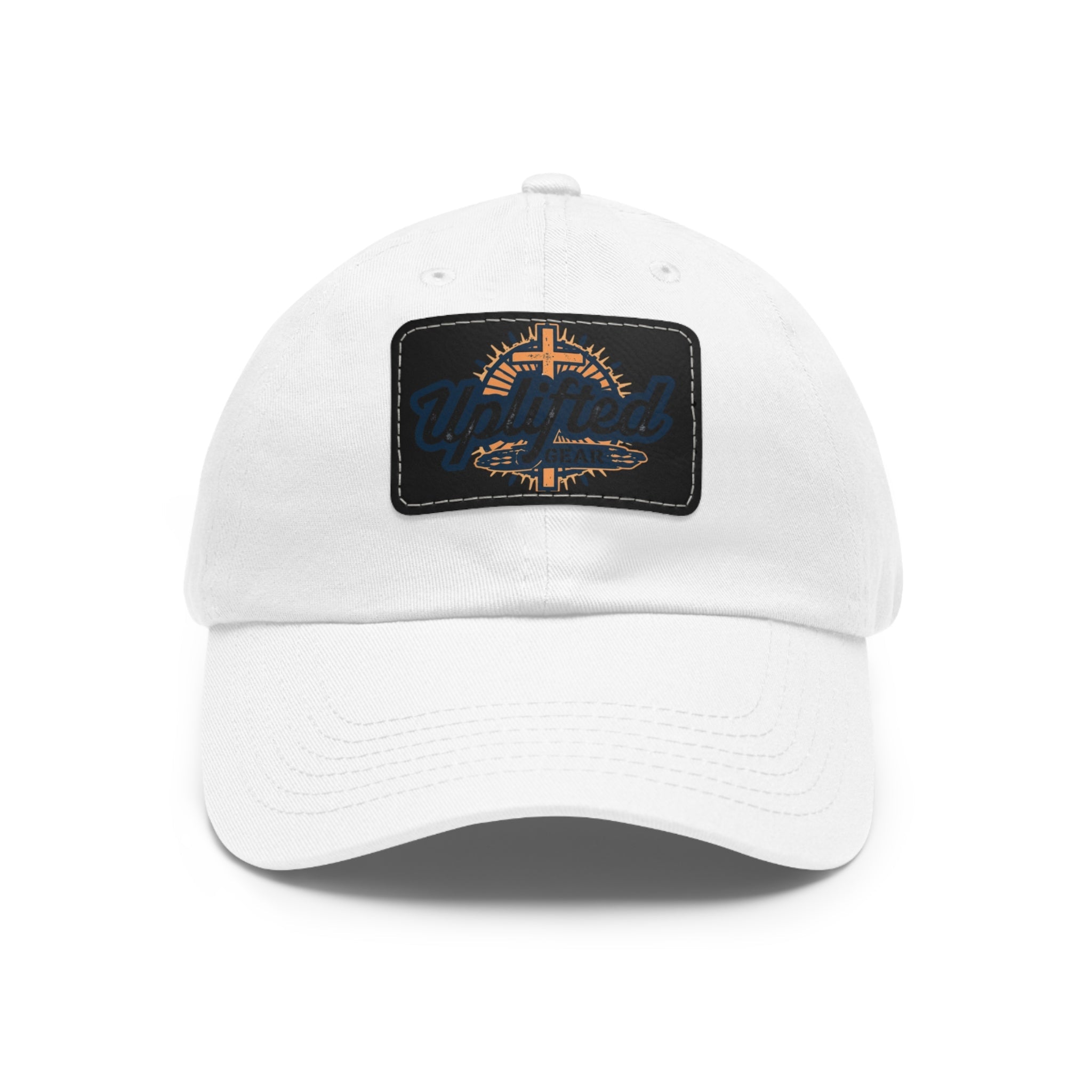 Uplifted Gear Leather Patch Dad Hat — Vintage Aviation Logo Cap Printify