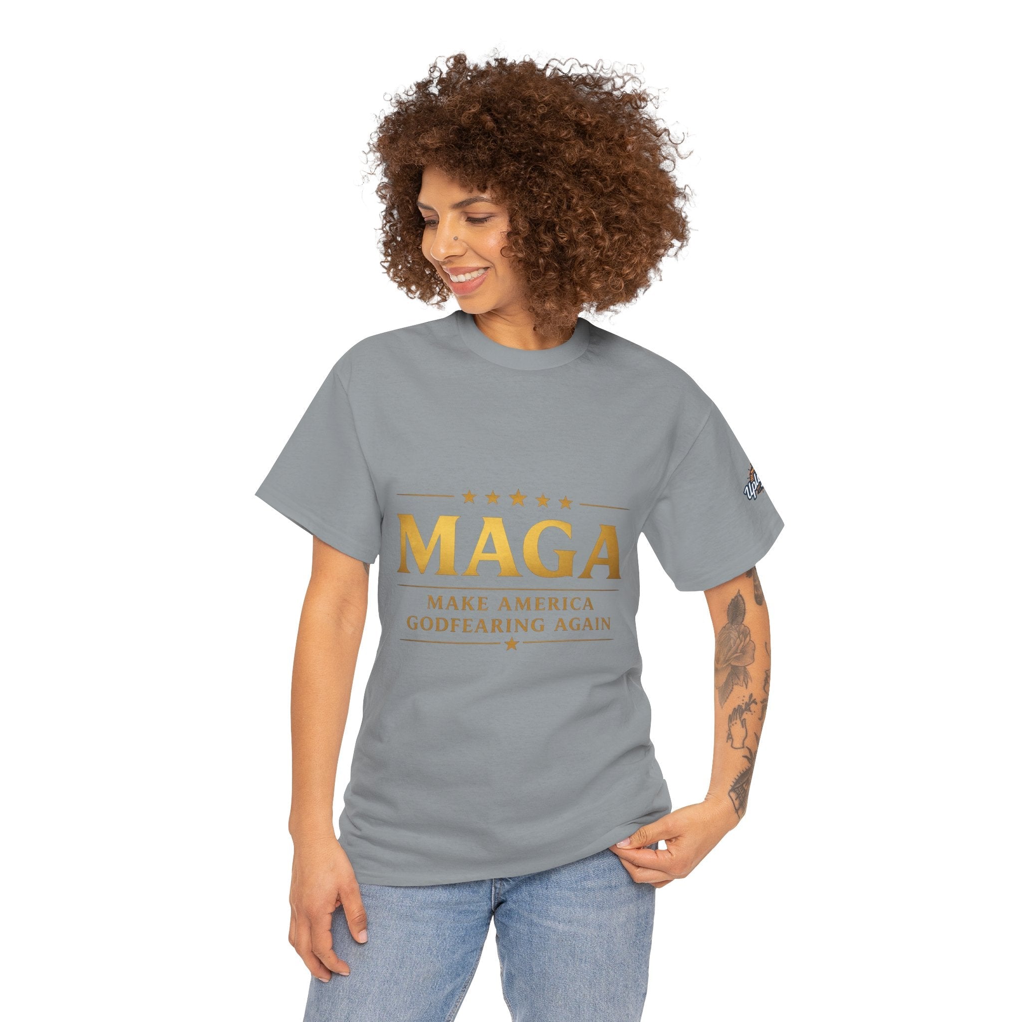 MAGA Gold Letter T-Shirt — "Make America Great Again" Printify