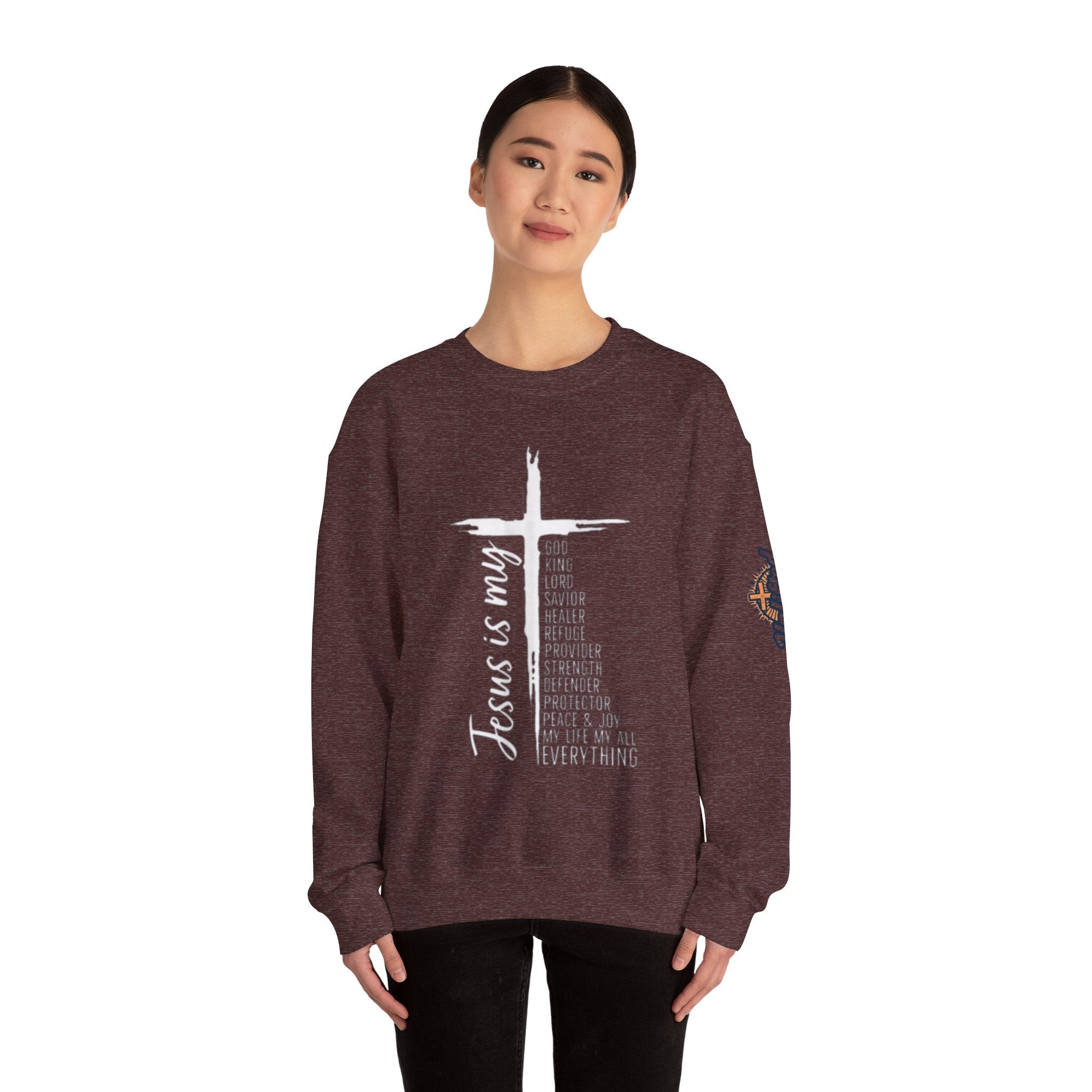 Jesus Is My Everything Sweatshirt – Cross List God King Lord Savior Christian Sweatshirt for Total Surrender Faith Printify