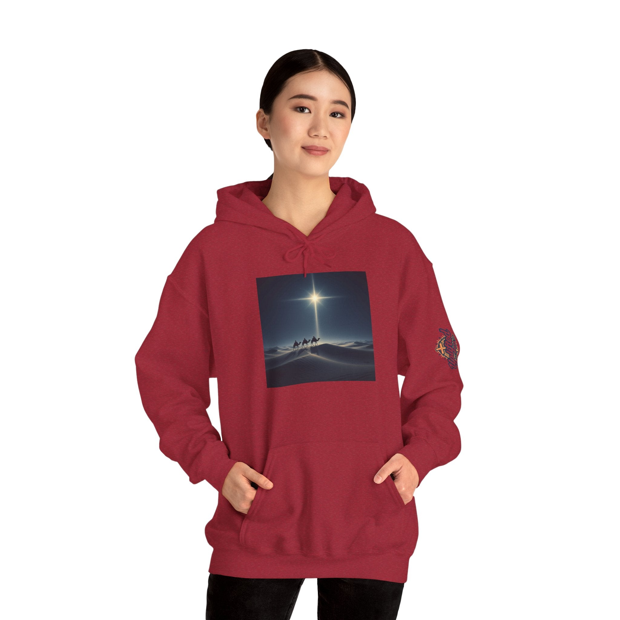 3 Wise Men Hoodie – Magi Camels Nativity Journey Christian Christmas Sweatshirt for Epiphany Faith & Holy Night Printify