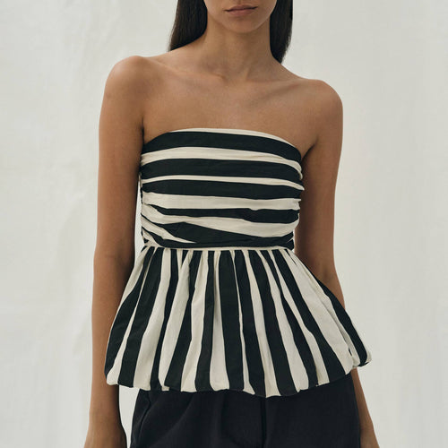 Black & White Striped Bubble Tube Top Pretty Little Patriot
