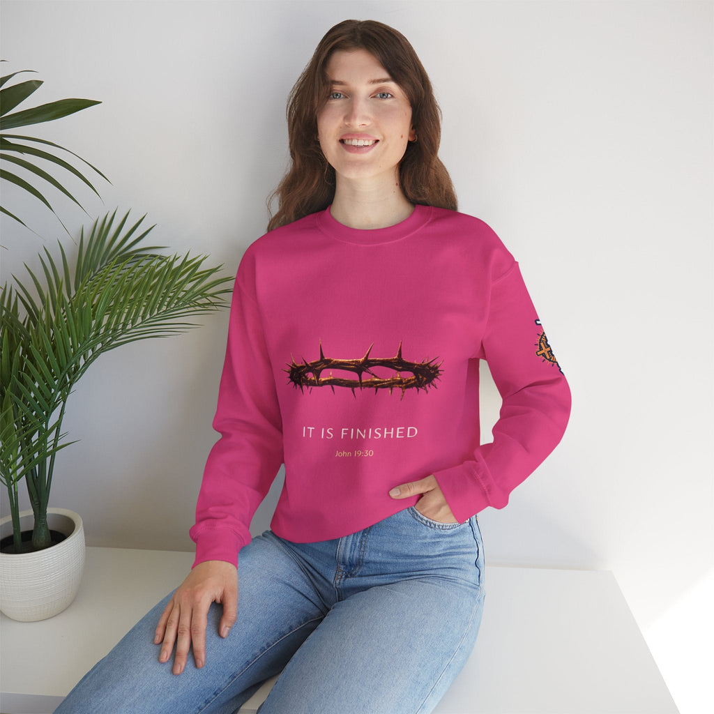 It Is Finished Crown of Thorns Sweatshirt — Christian John 19:30 Faith Sweatshirt Printify