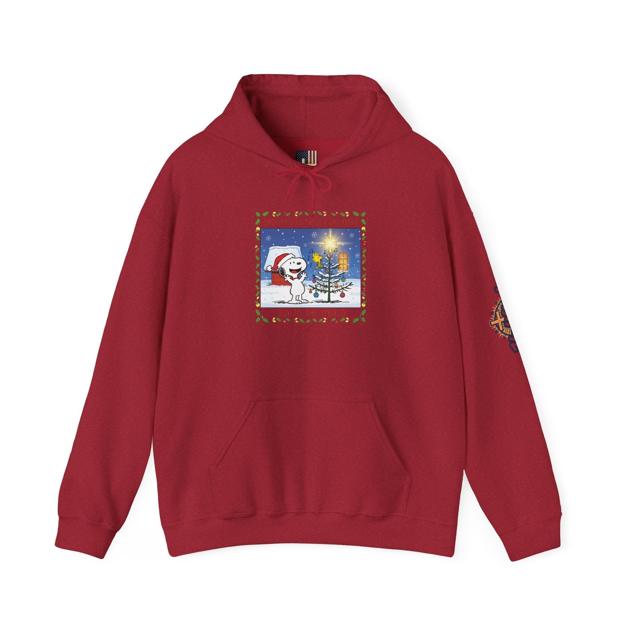 🎄 Faithful Christmas Friends – Christian Holiday Hoodie | Festive Tree & Cartoon Duo | Heartwarming Christmas Tee by Uplifted Gear Printify