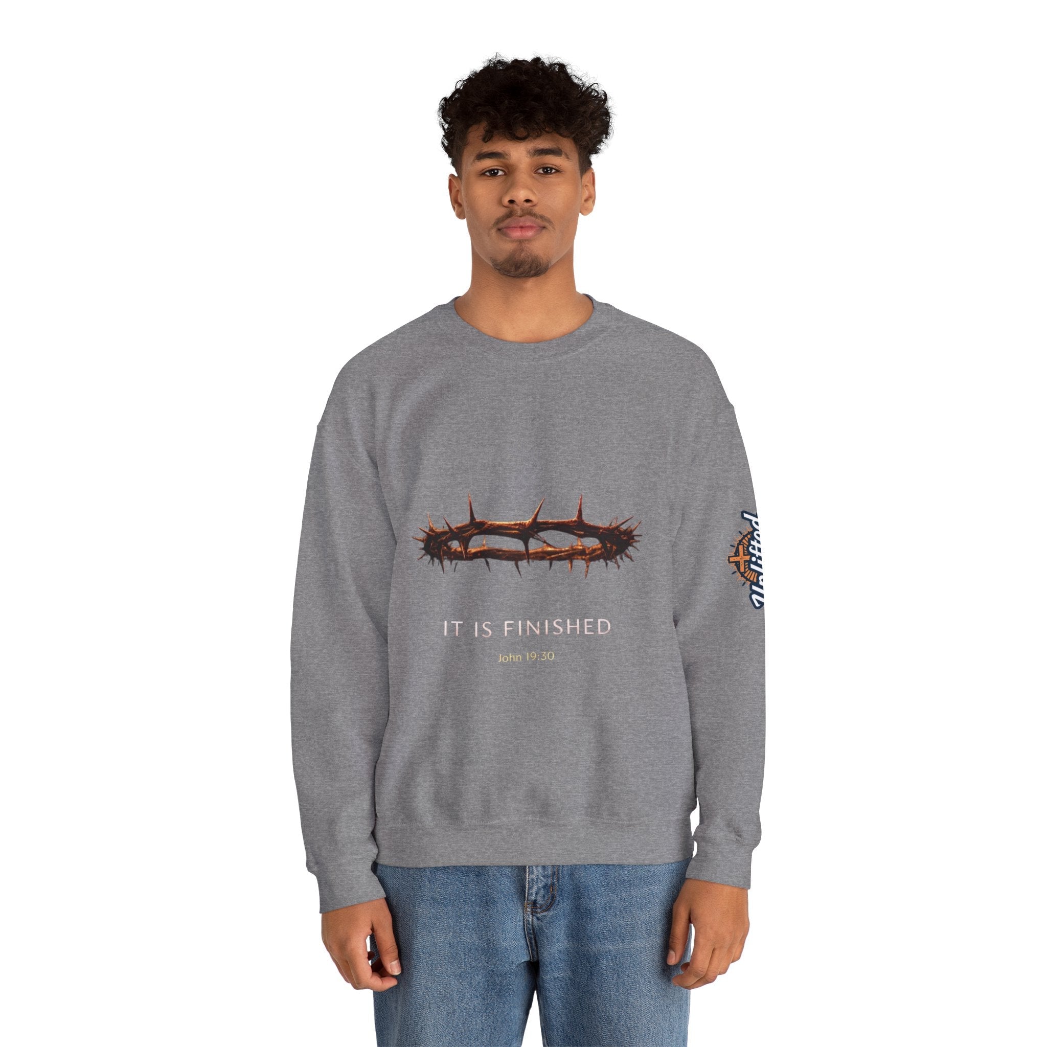 It Is Finished Crown of Thorns Sweatshirt — Christian John 19:30 Faith Sweatshirt Printify