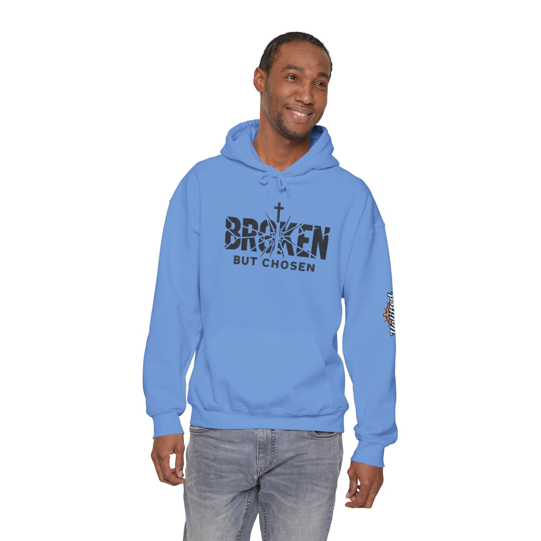 Broken But Chosen Hoodie — Christian Faith Graphic Sweatshirt Printify