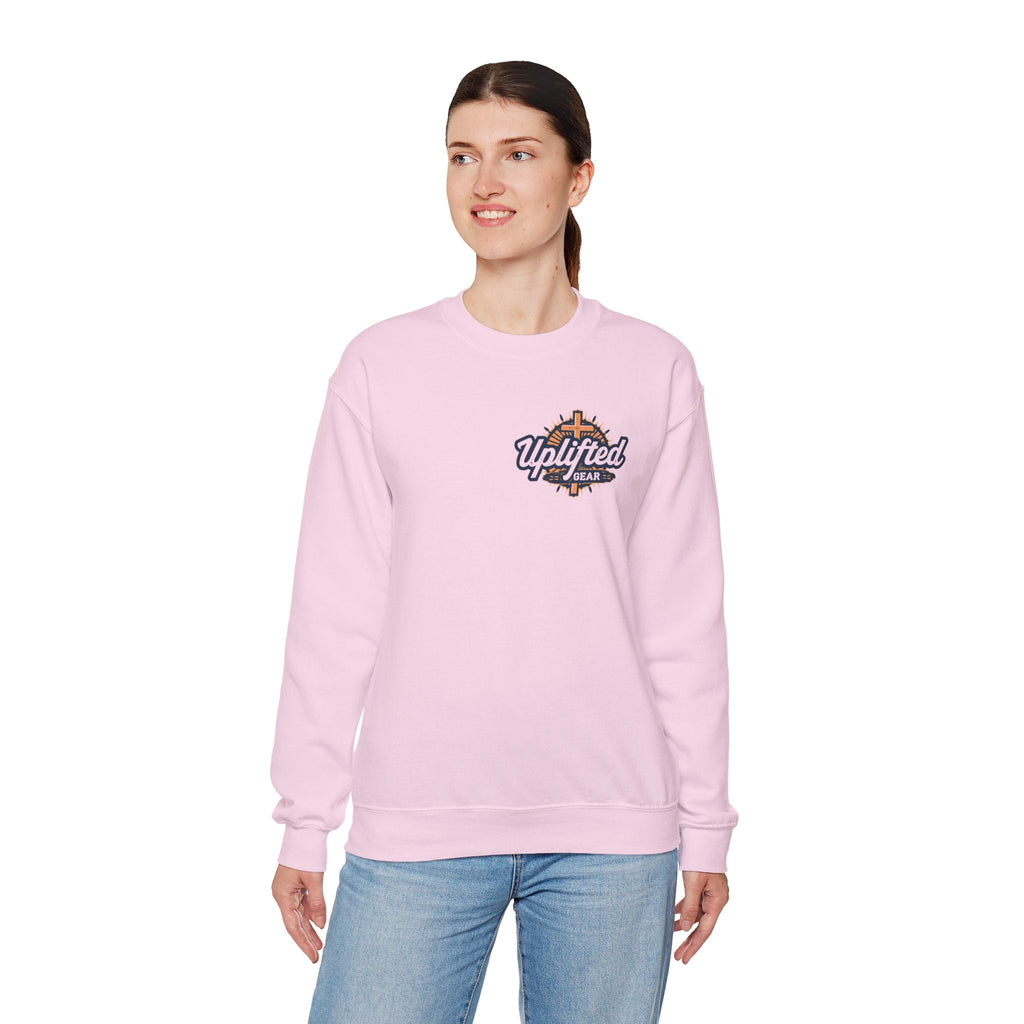 ✨ Chosen. Loved. Redeemed. – Elegant Christian Sweatshirt | Gold Foil Faith Tee | Subtle Cross & Heart Design | Inspirational Bible Verse Apparel by Uplifted Gear Printify